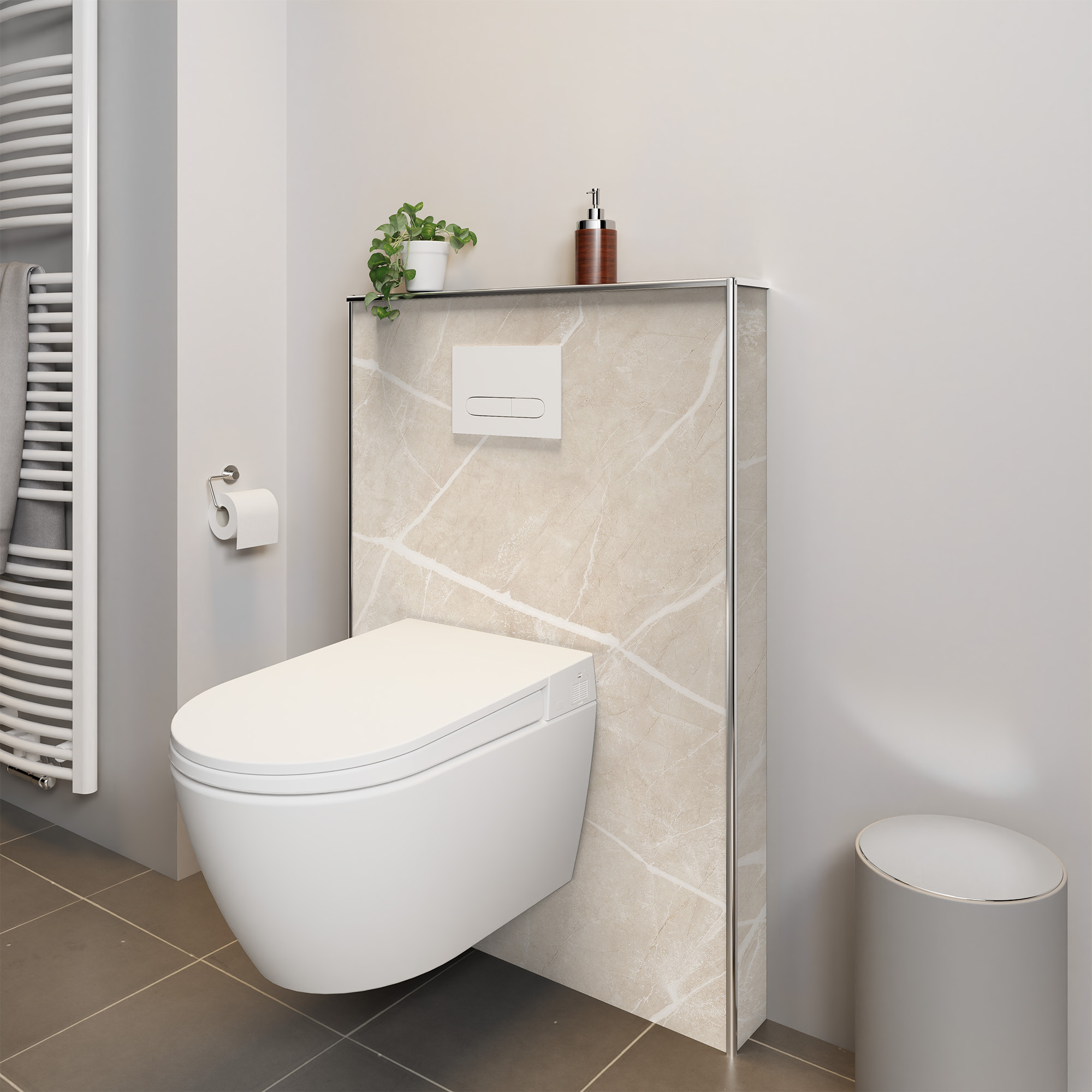 Duschrückwand Seidenmatt Marmor beige