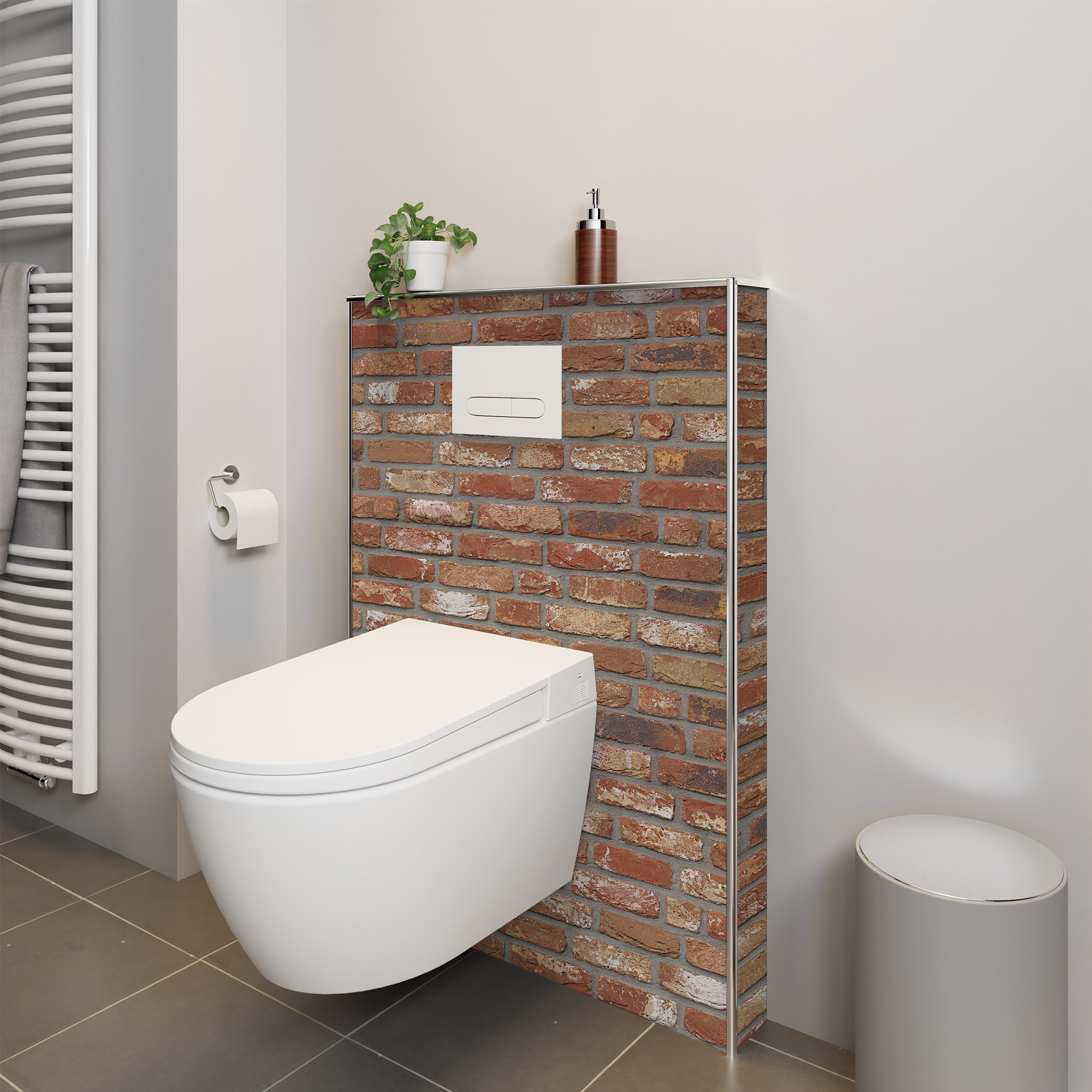 Rückwand, Mauer Optik rot