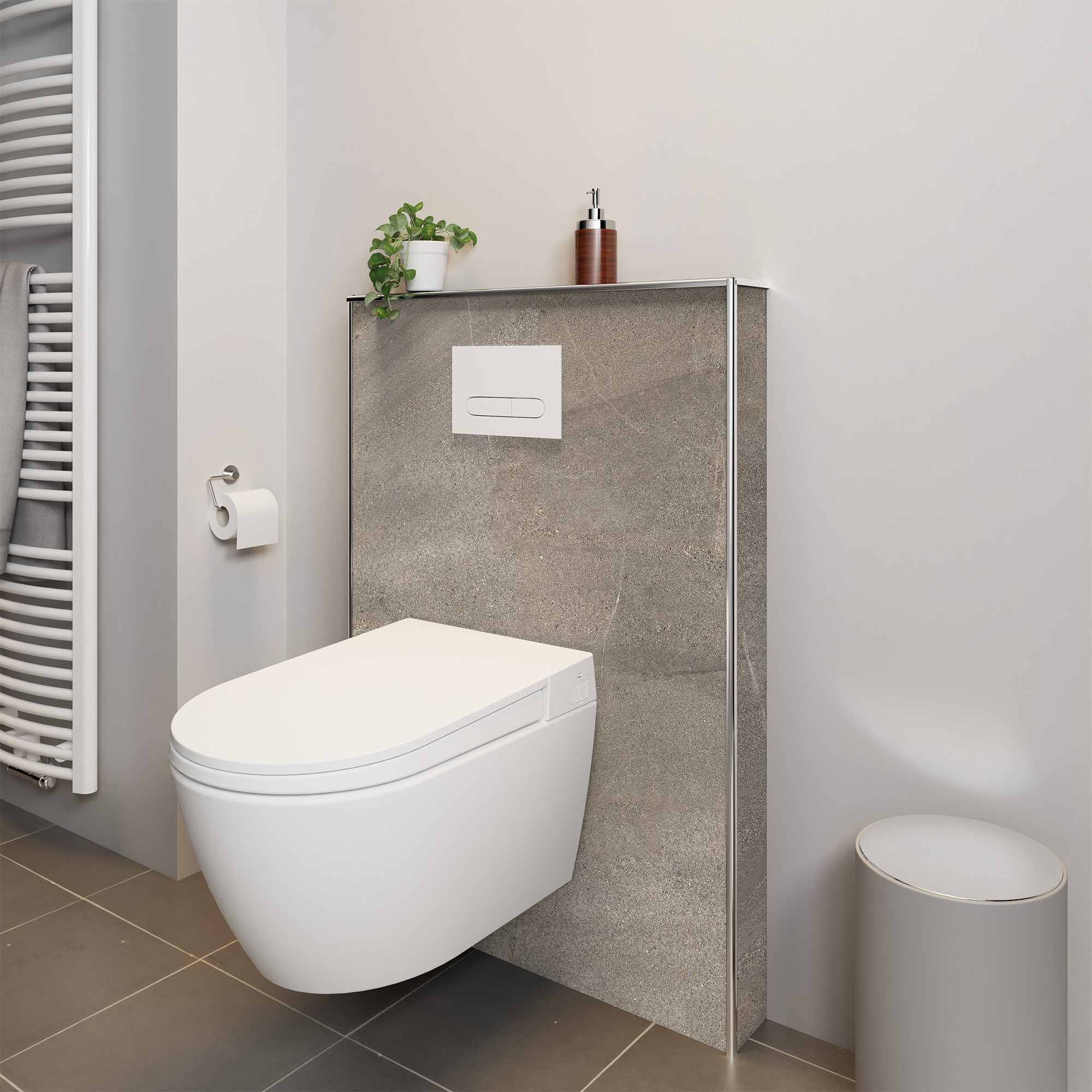 Duschrückwand Steinstruktur Naturstein Kaschmir Dusch-WC