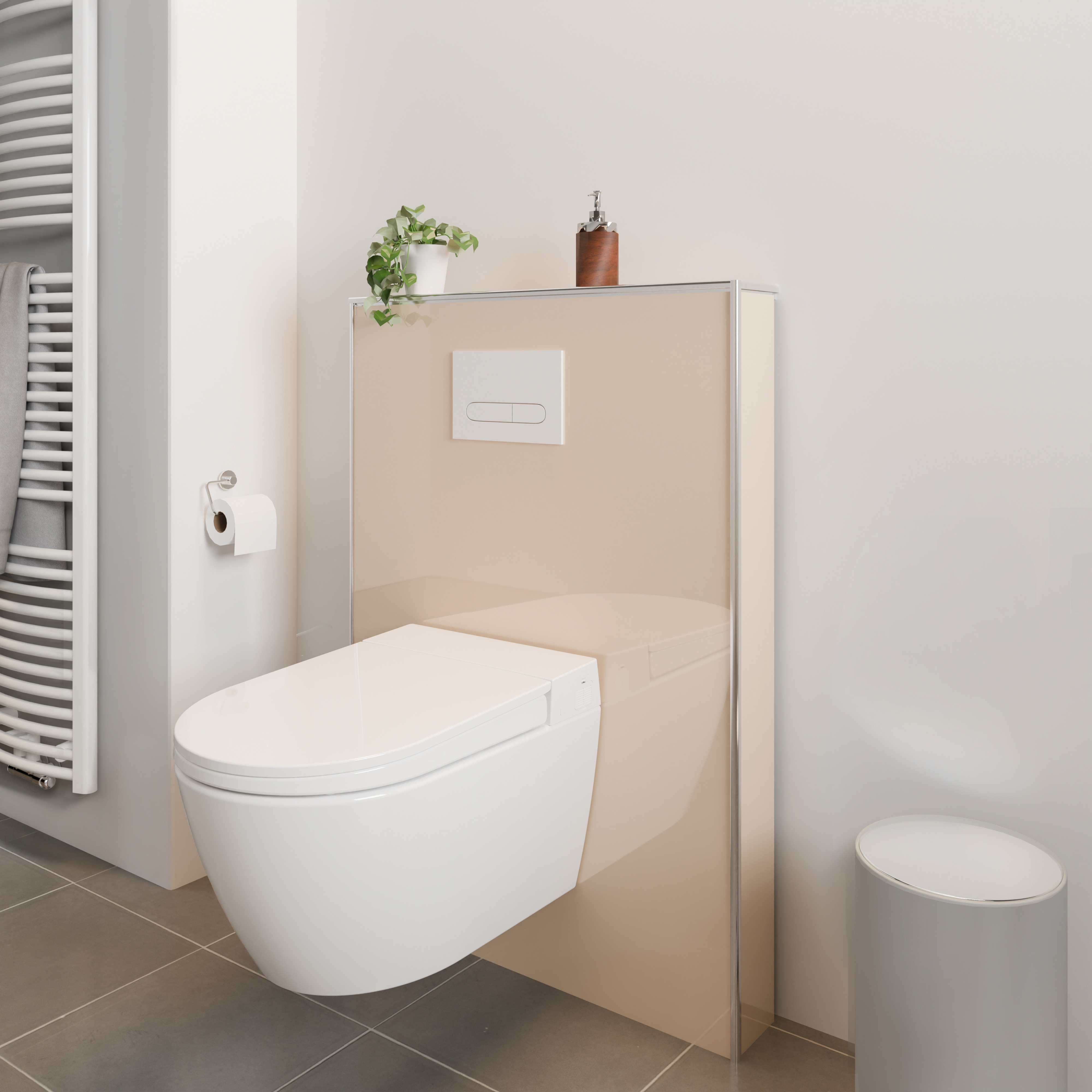 Duschrückwand Hochglanz Beige Dusche-WC