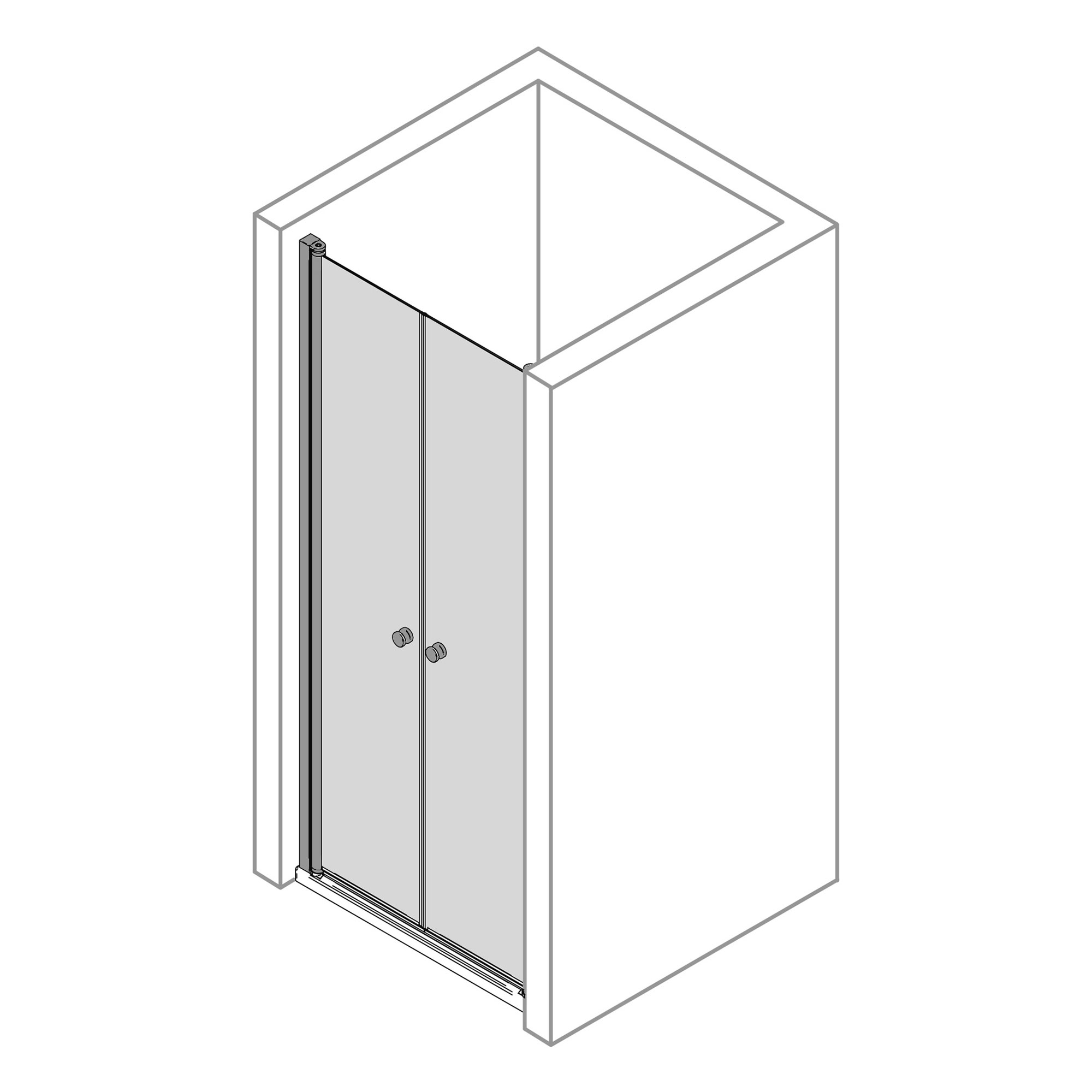 Elana 2.0 rund Pendeltuer für Nische, alu chromeffekt, Pictogramm