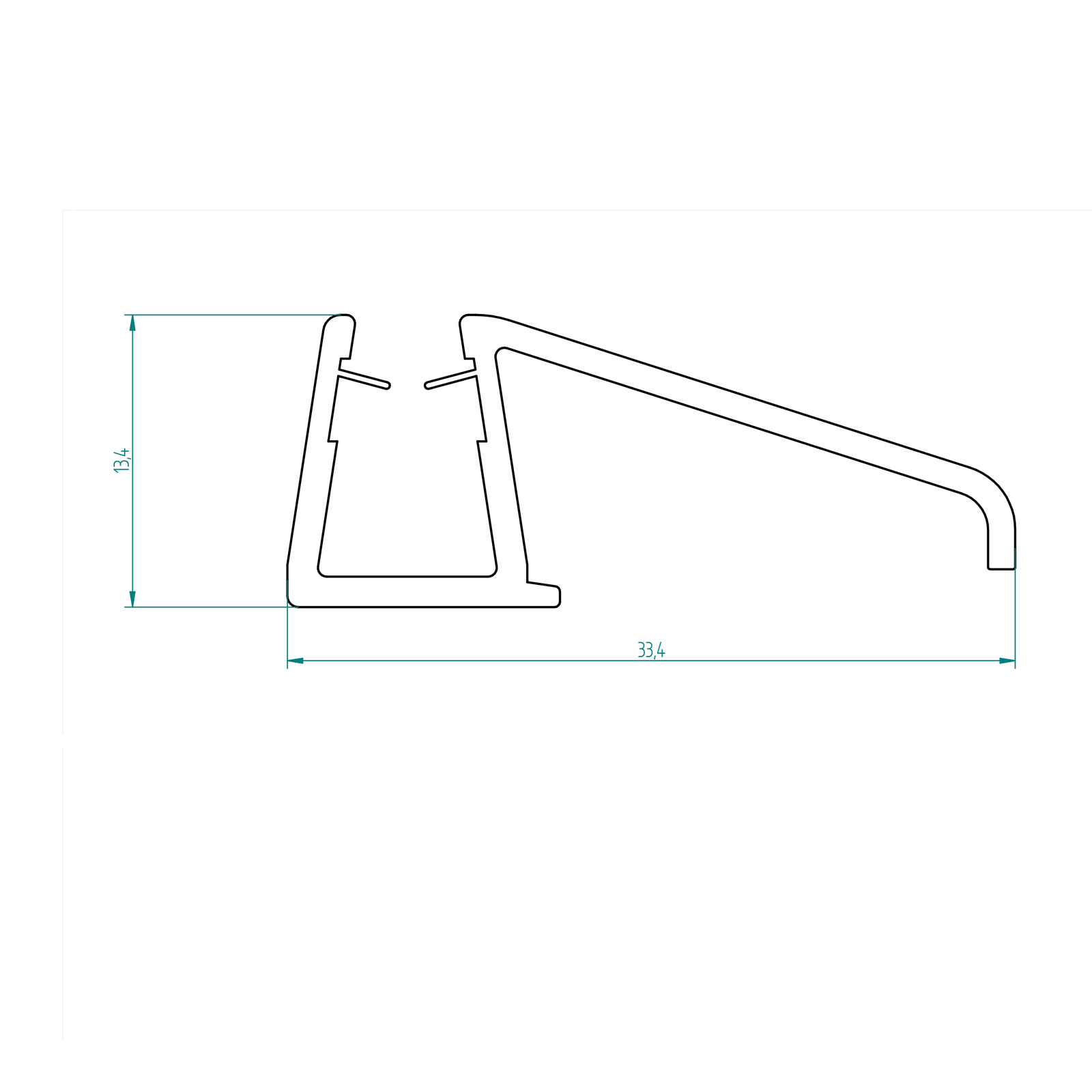 Wasserabweisdichtung, gerade, waagerecht, 1000 mm