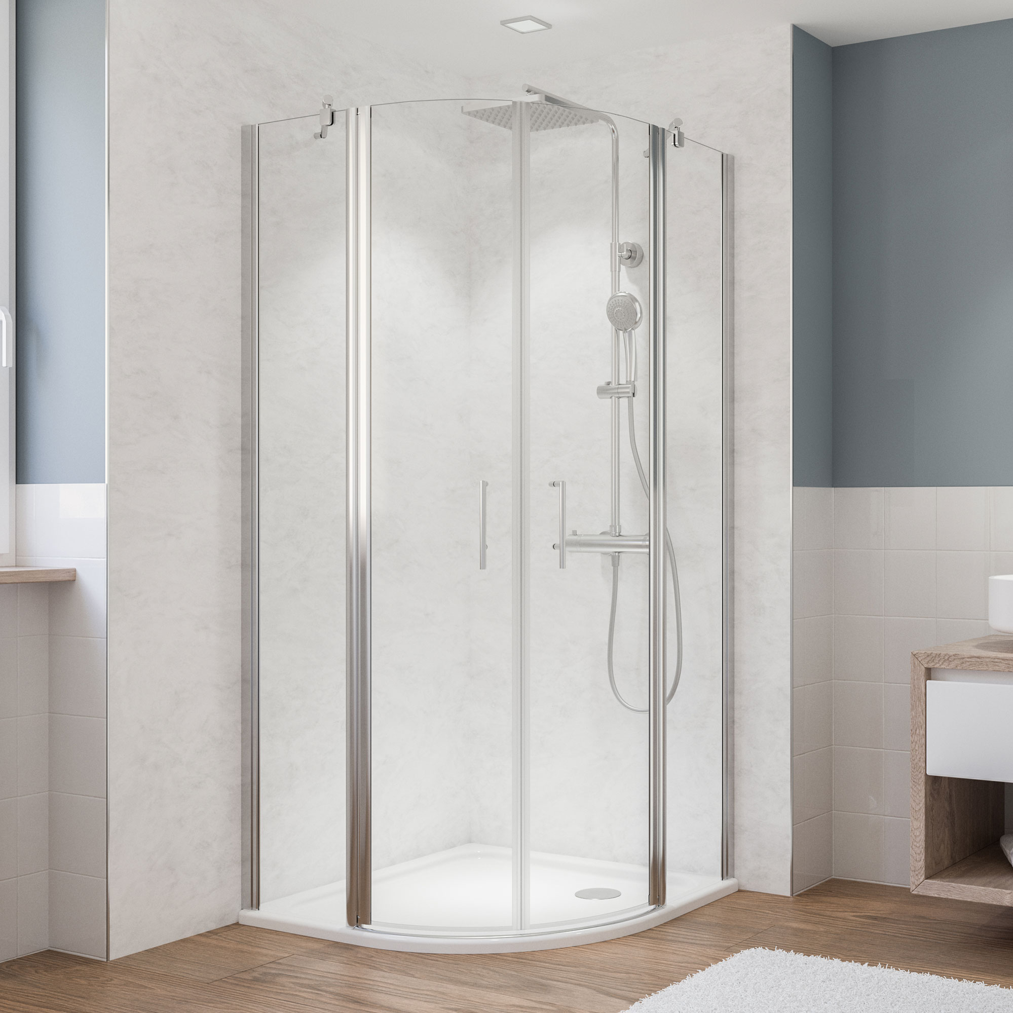 Fara 5 Runddusche Drehtür 4-teilig Radius 550