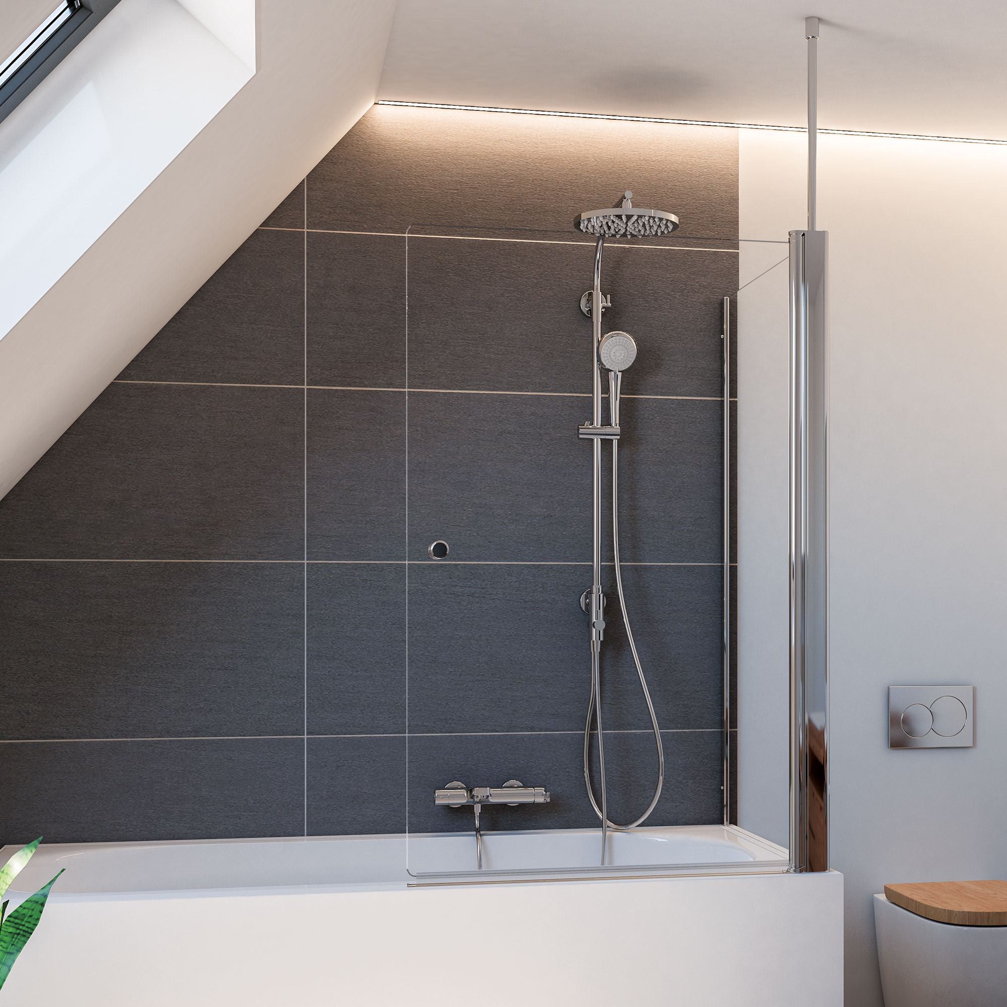 Elana_Pendeltuer-SW-fuer-Badewanne_0605-0604_Griff-45 Elana 6: Badewannenseitenwand mit Deckenstütze