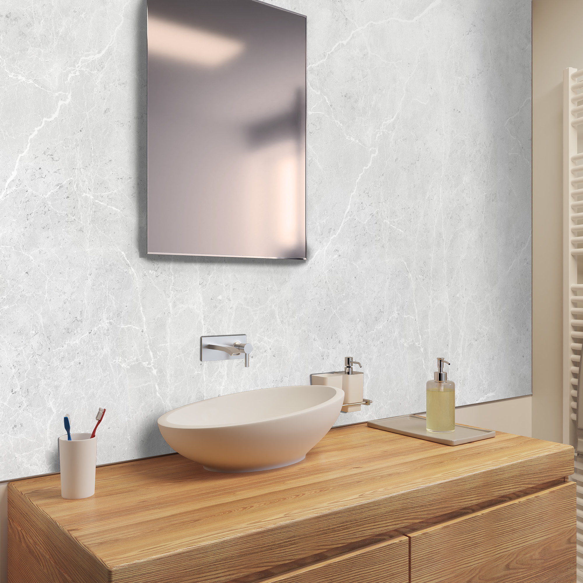 Seidenmatt Marmor Light-Grey, Waschtisch