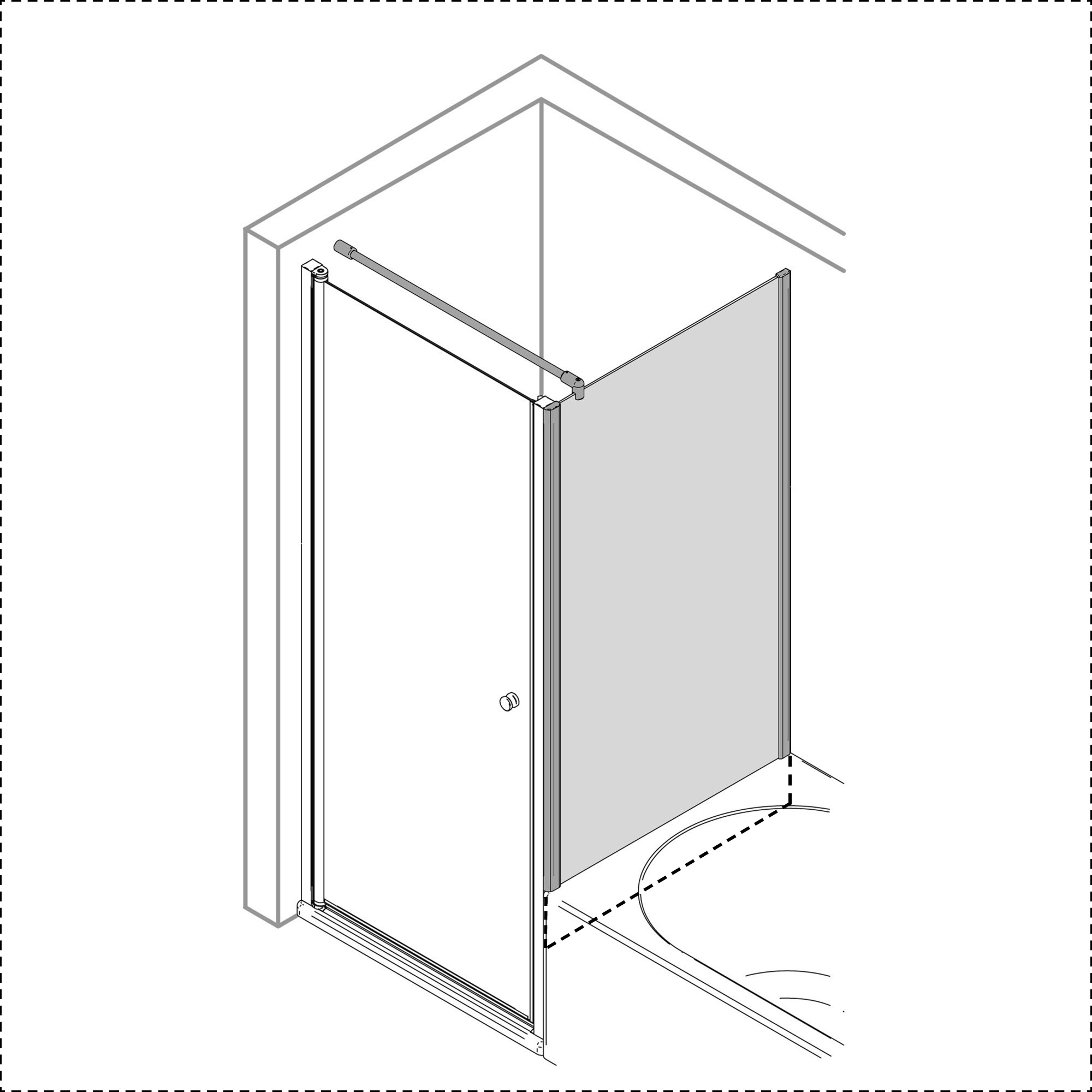 Elana 2.0 eckig Badewannenseitenwand, Anschlag rechts, für DFT/DT und DT+FT neben der Wanne, Pictogramm