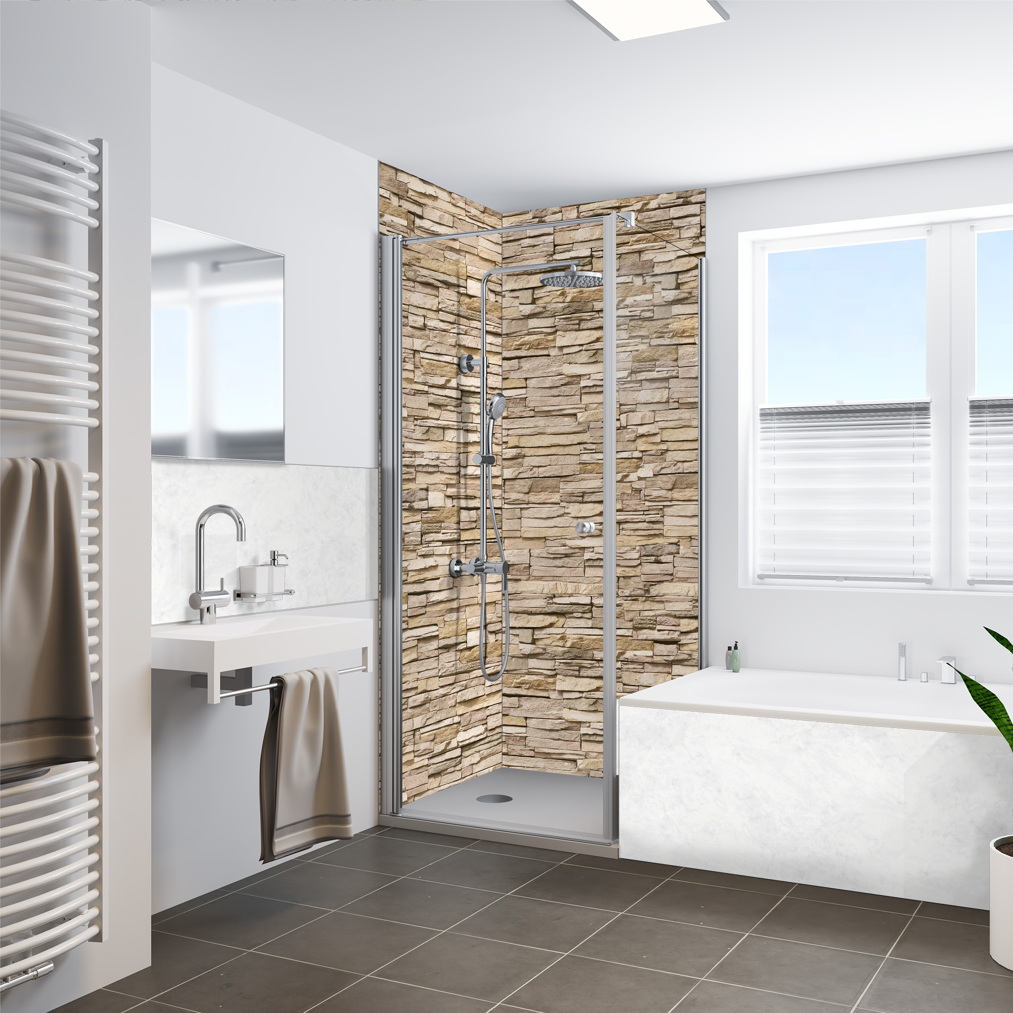 Rückwand, Mauer Optik hell