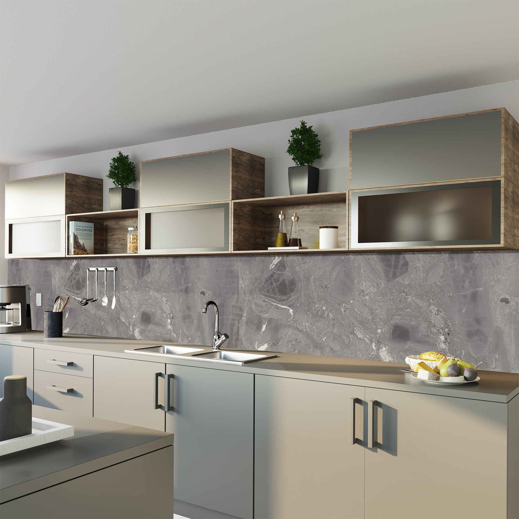 Duschrückwand Seidenmatt Marmor Sicilia grau Küche