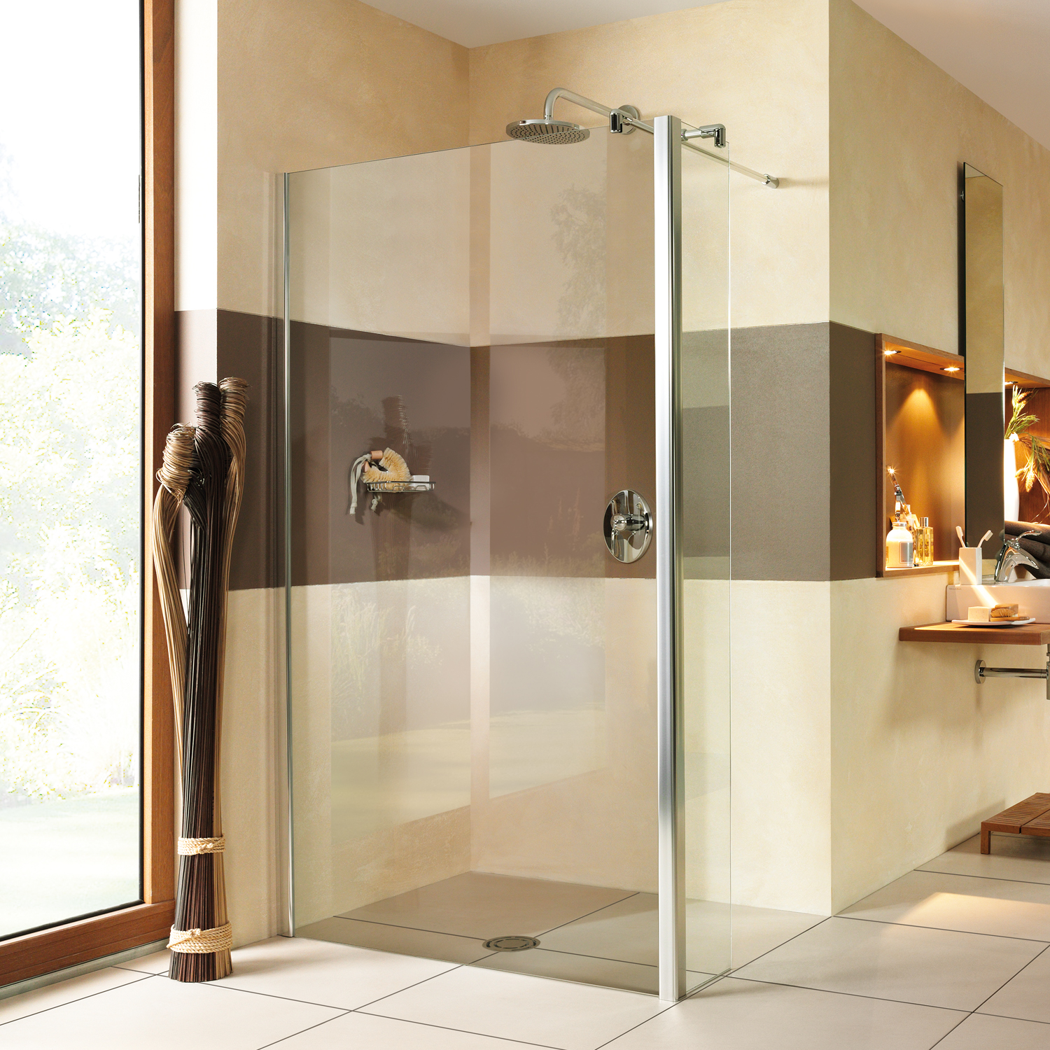 Entra Walk-In Seitenwand mit festem Element über Eck