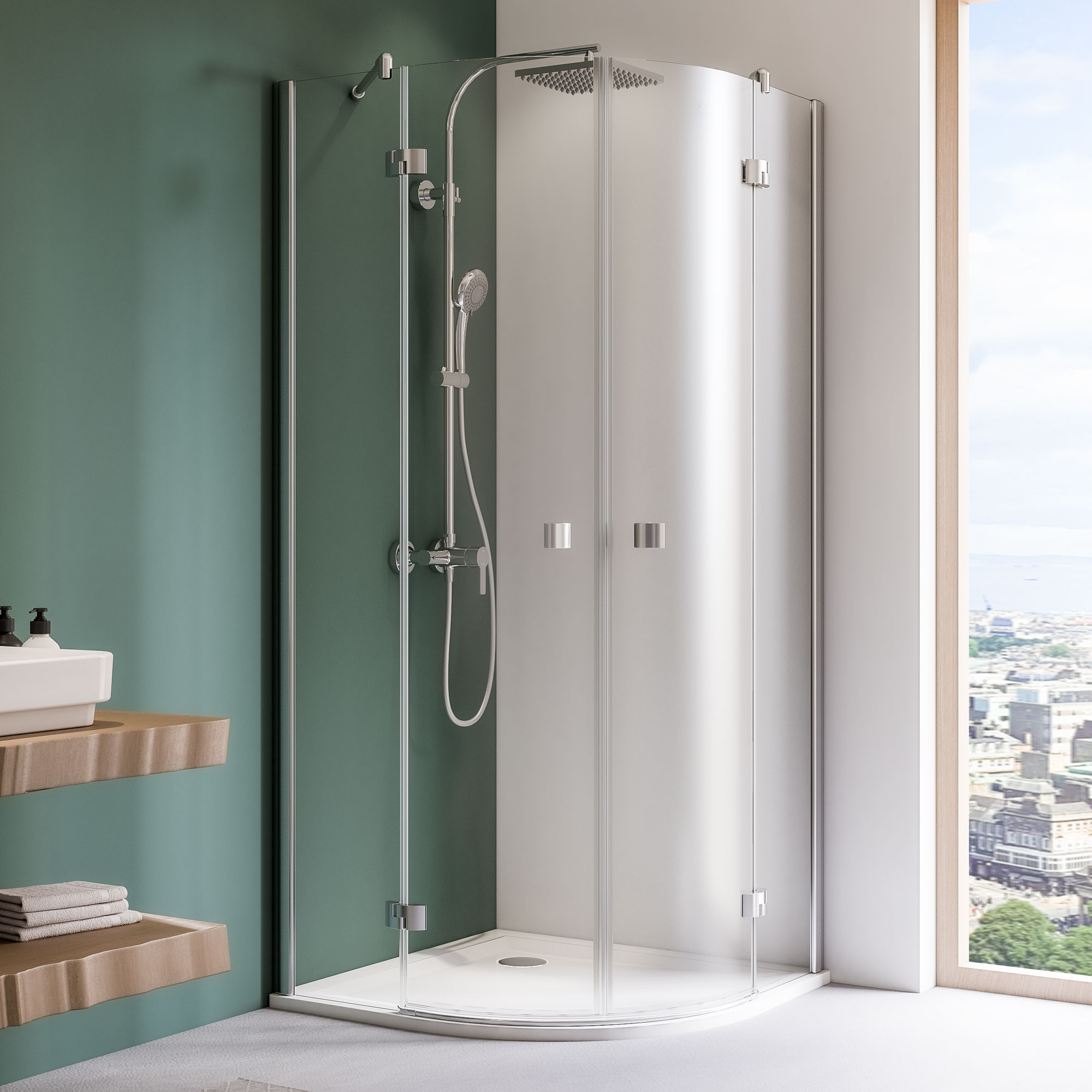 Espira: Runddusche Drehtür 4-teilig, Radius 500