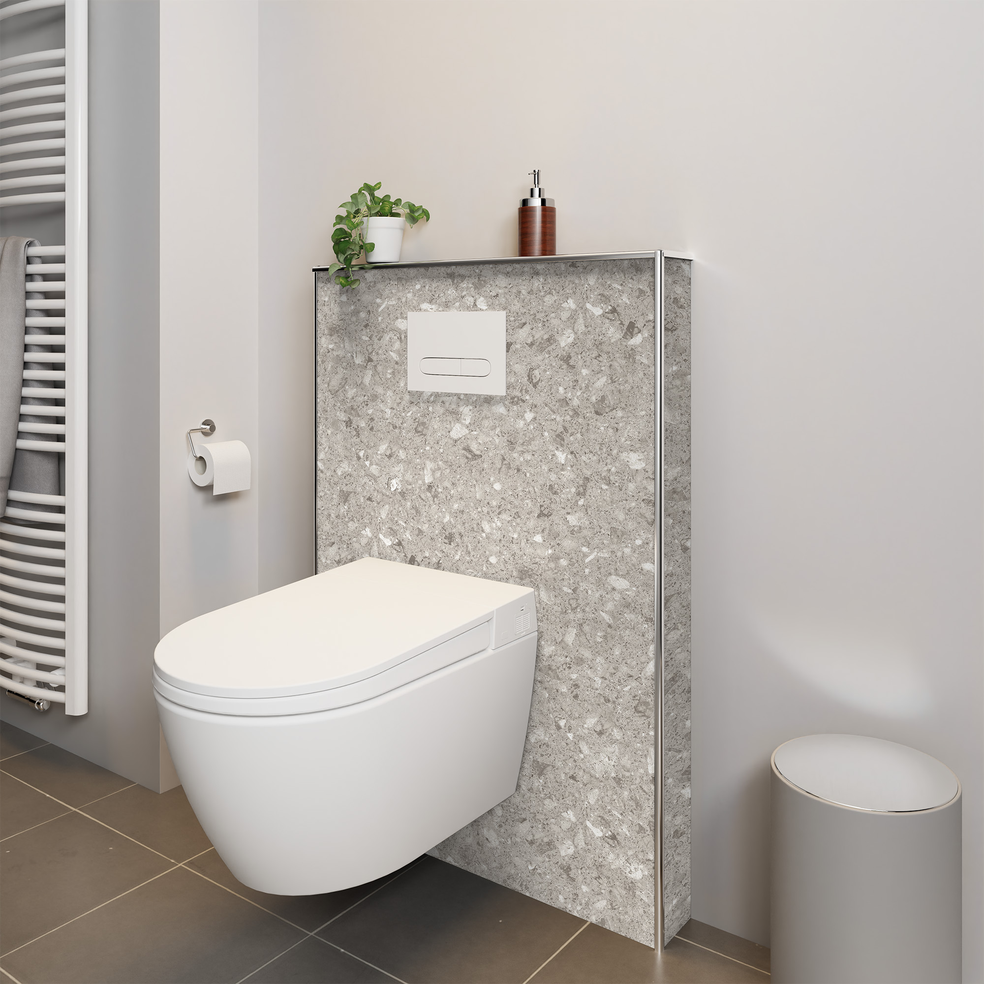 Duschrückwand Seidenmatt Terrazzo Beige Dusch-WC