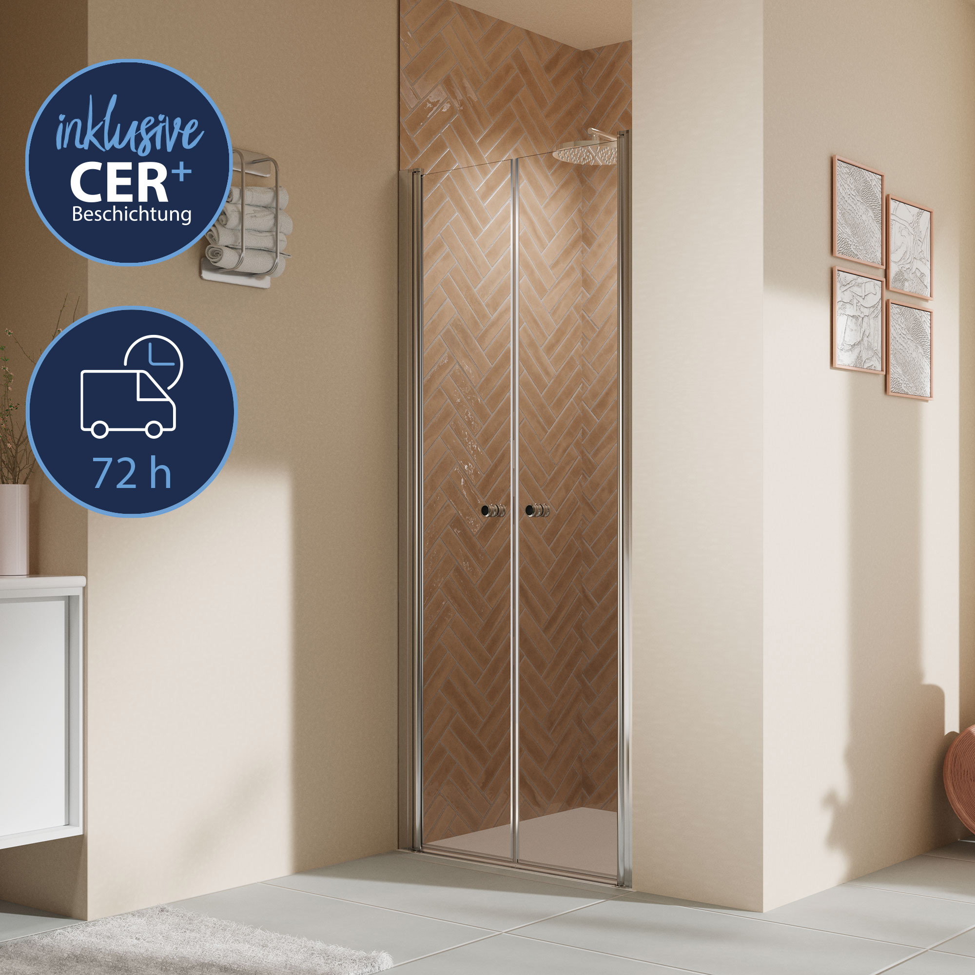 Elana 2.0 rund Pendeltuer für Nische, alu chromeffekt