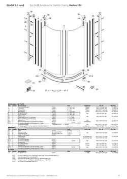 Runddusche mit Drehtür pendelbar 2-tlg. 11.11.2025