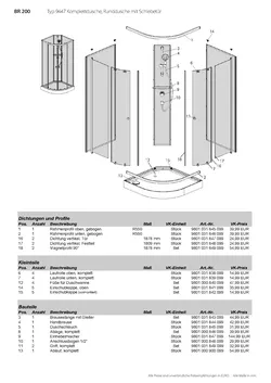 9447 Komplett Runddusche mit Gleittür / Schiebetür 4-tlg. 01.07.2025