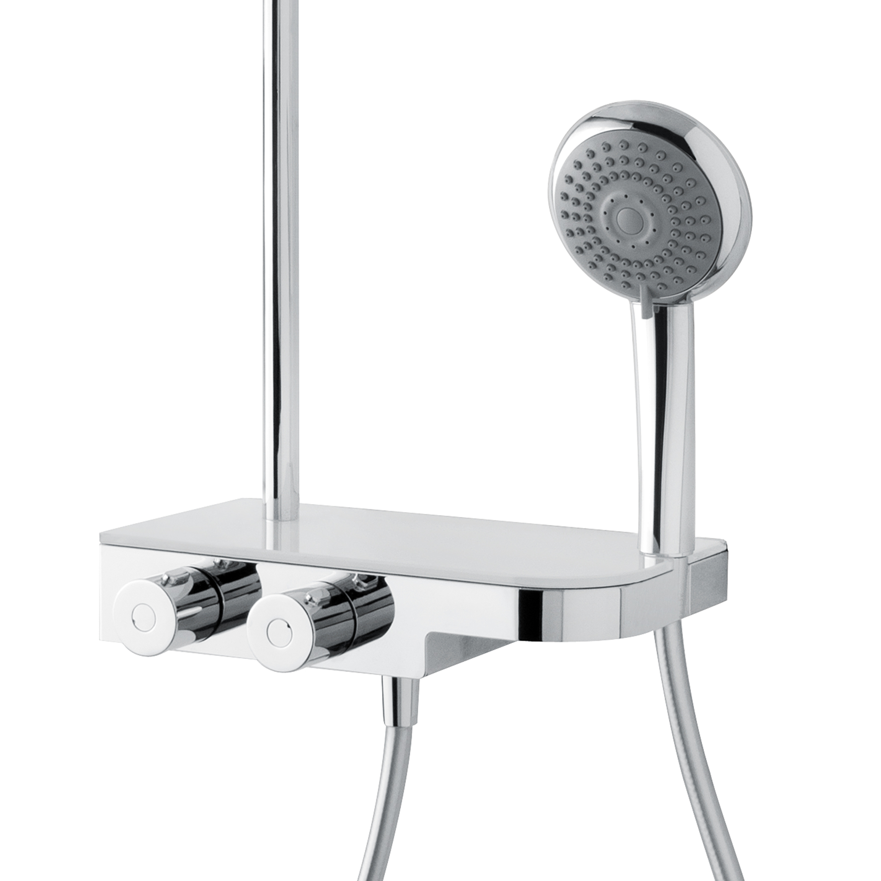 Duscharmatur Aquamaxx 340 von Breuer mit eckigen Duschkopf - Detailbild Duschkopf und Ablage