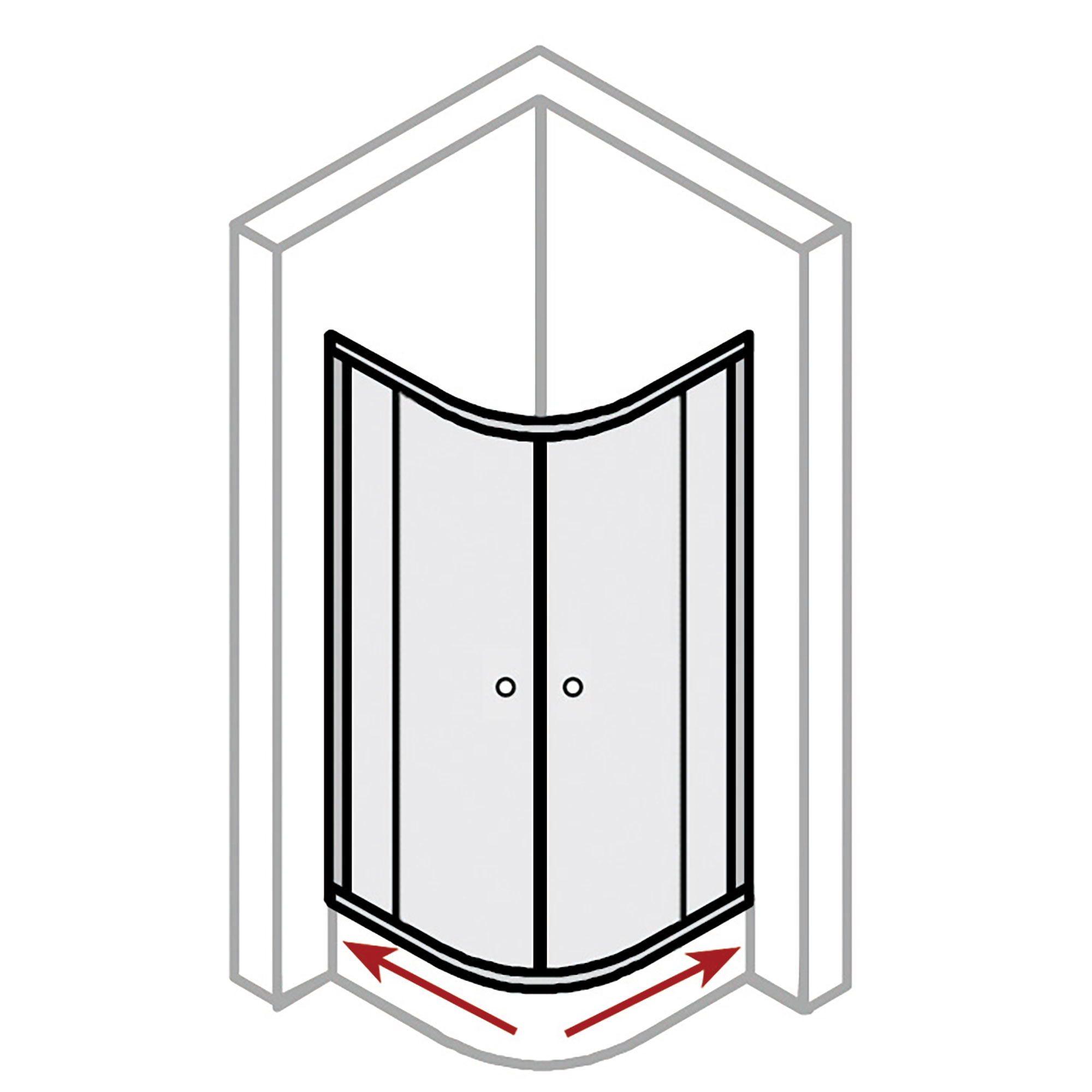 Fara 6 Runddusche Schiebetür 4-teilig, Radius 500, Pictogramm