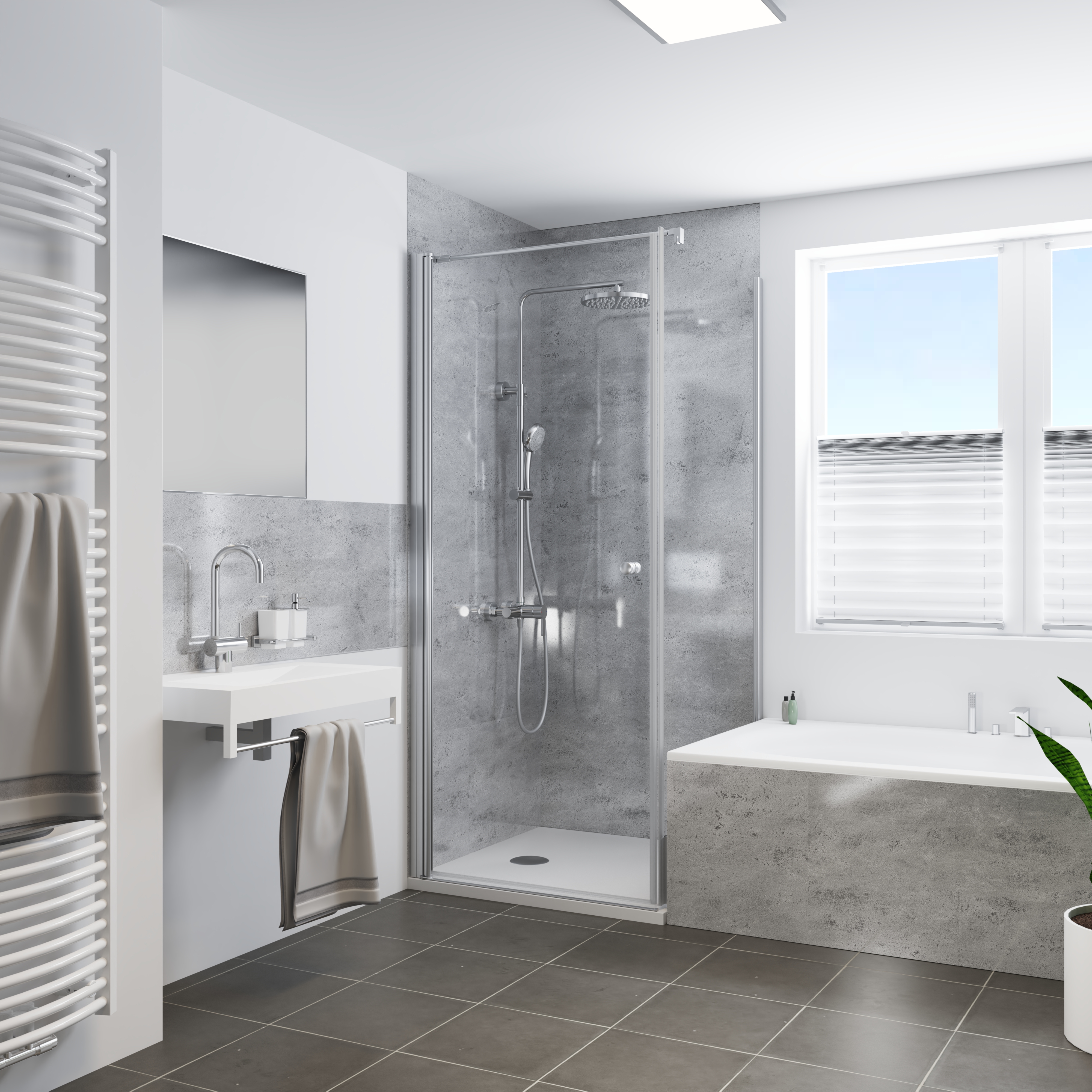 Ecklösung, Rückwand Marmor Grau