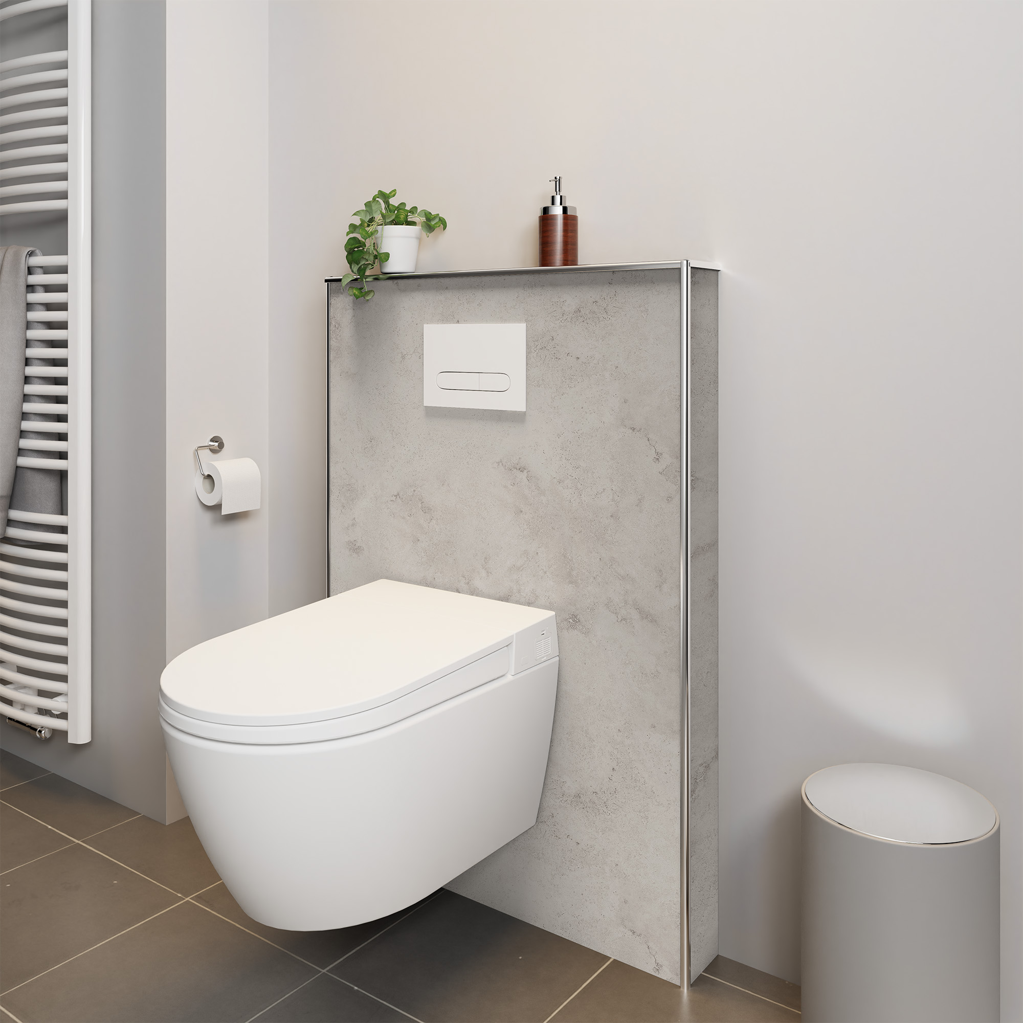 Duschrückwand Steinstruktur Sandstein Greige Dusch-WC