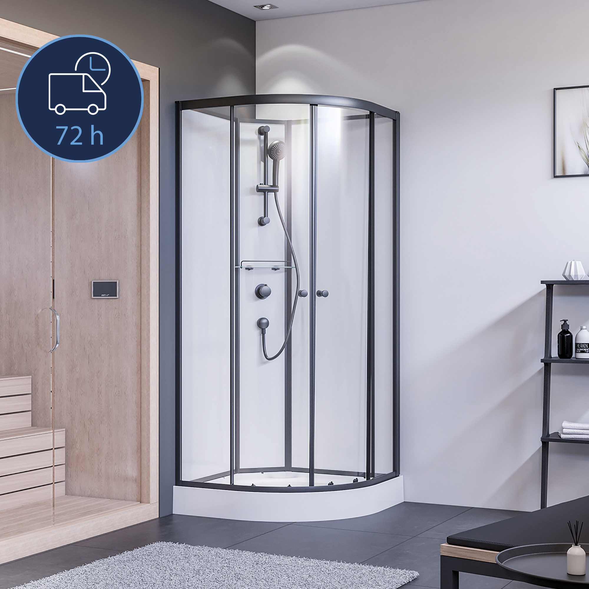 Komplettdusche BR 200: Runddusche mit Schiebetür Komplettdusche BR 200: Runddusche mit Schiebetüren