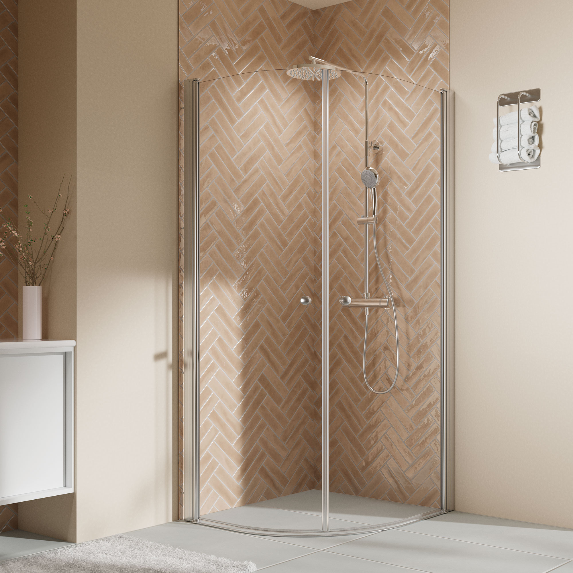 Elana 2.0 rund Runddusche Drehtür 2-teilig R550, alu chromeffekt
