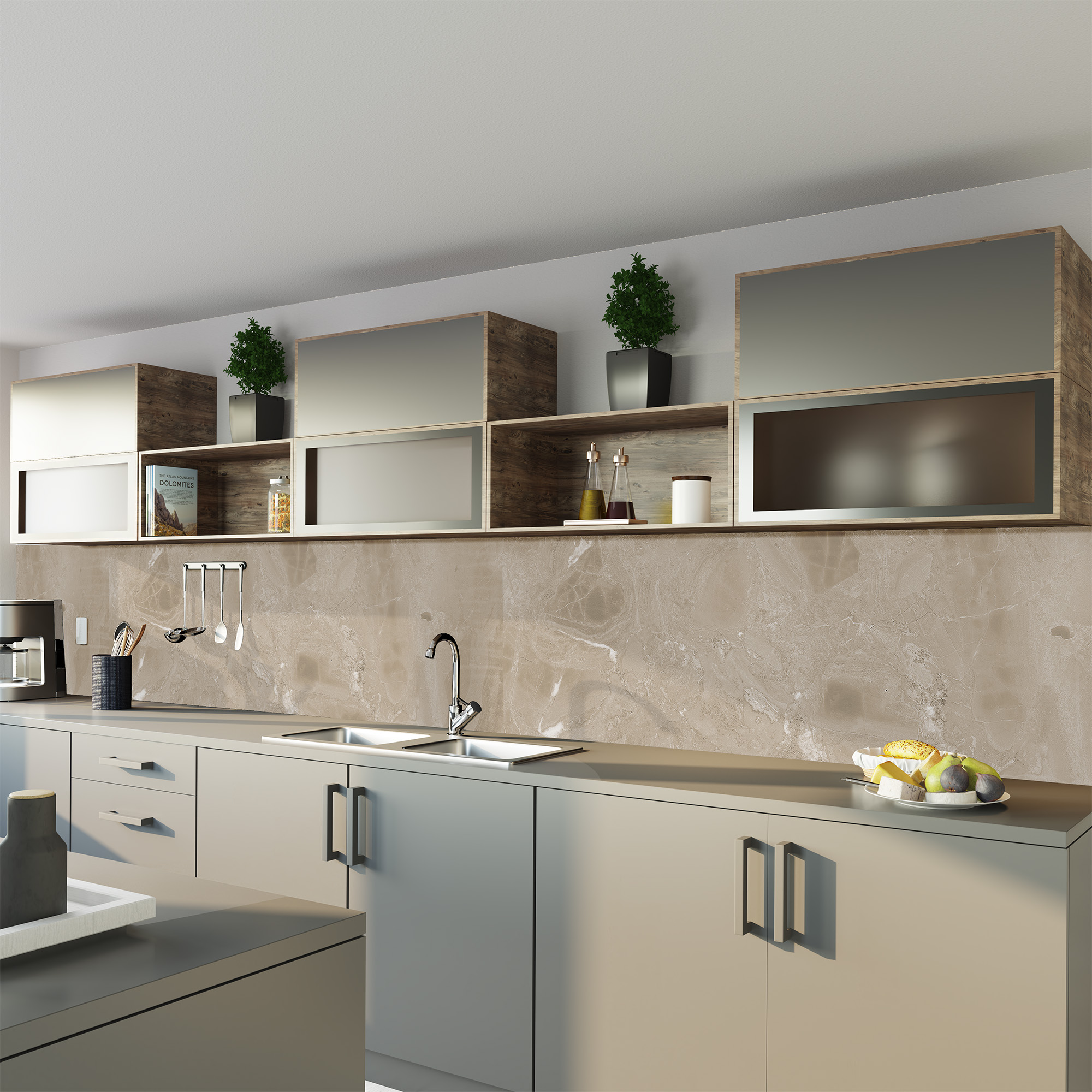 Duschrückwand Seidenmatt Marmor Sicilia beige Küche