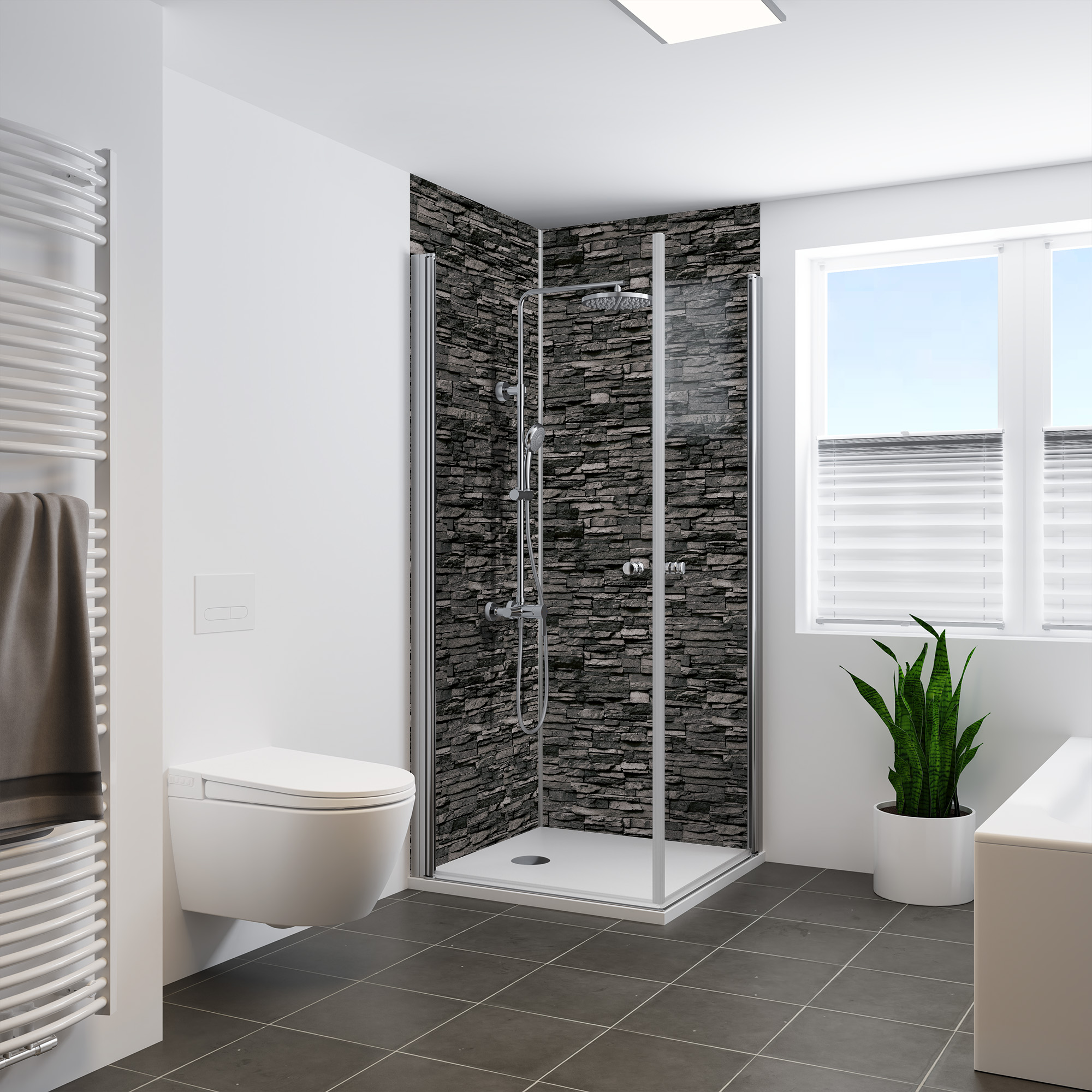 Rückwand, Mauer Optik dunkel