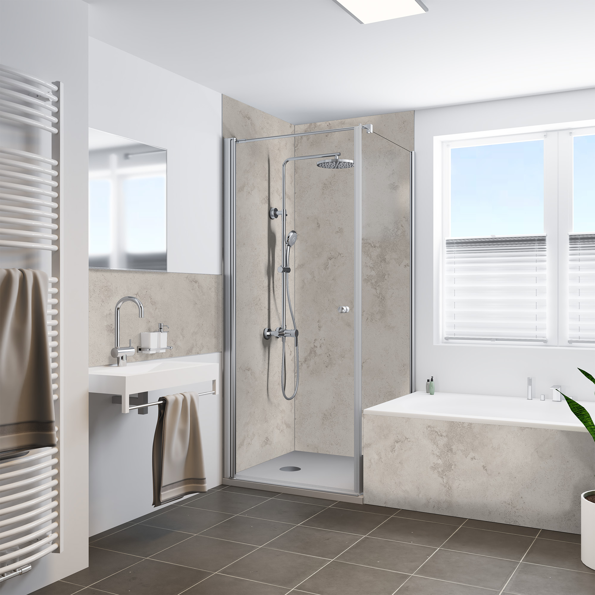 Duschrückwand Steinstruktur Sandstein Greige