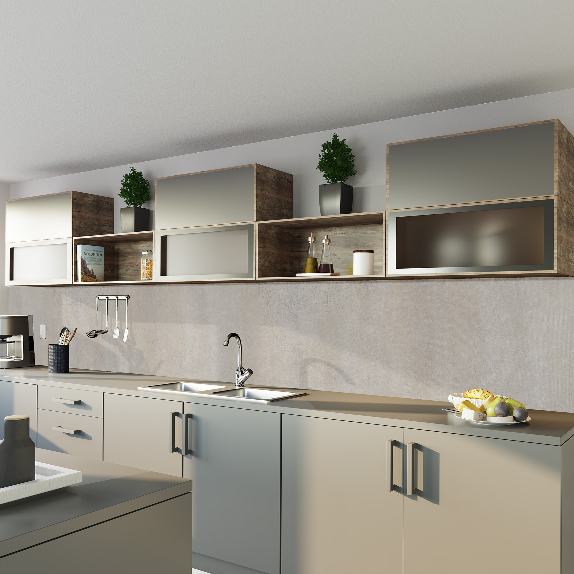 Duschrückwand Steinstruktur Marmor Optik Beige Küche