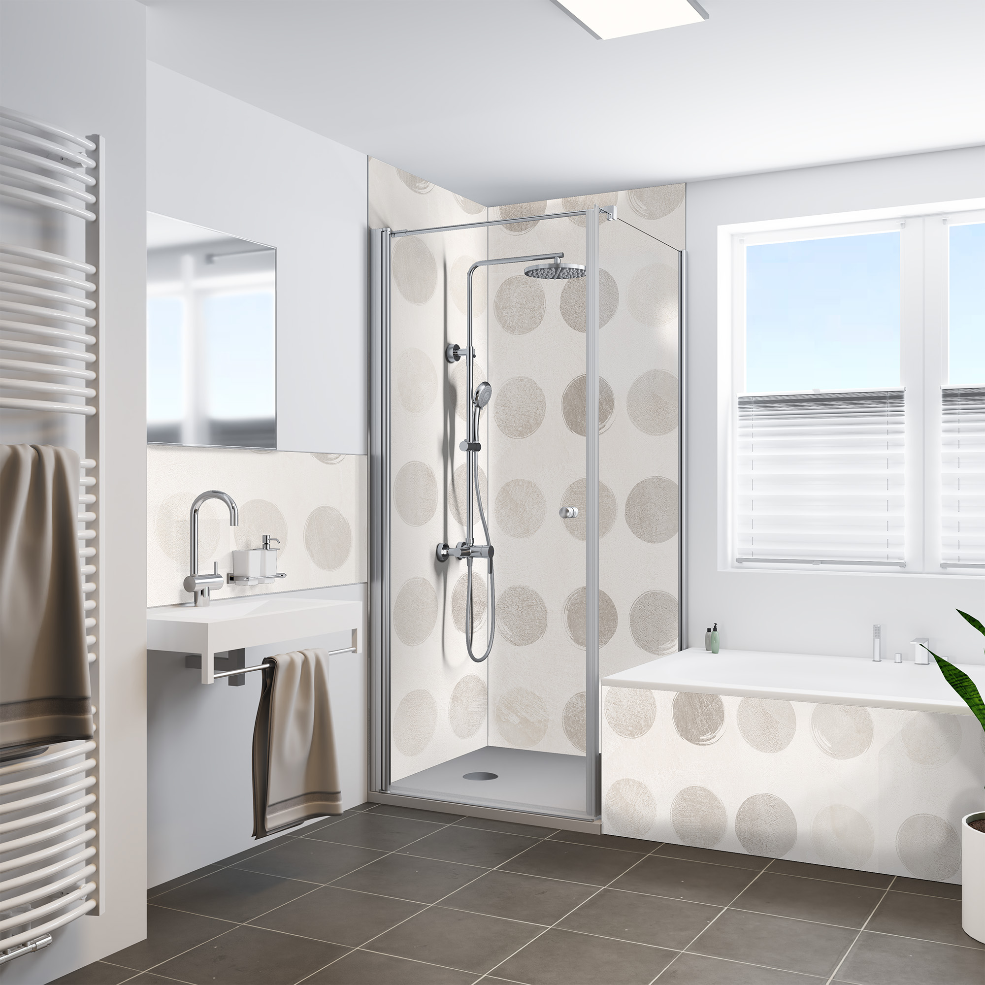 Duschrückwand Putz-Optik Crema Punto