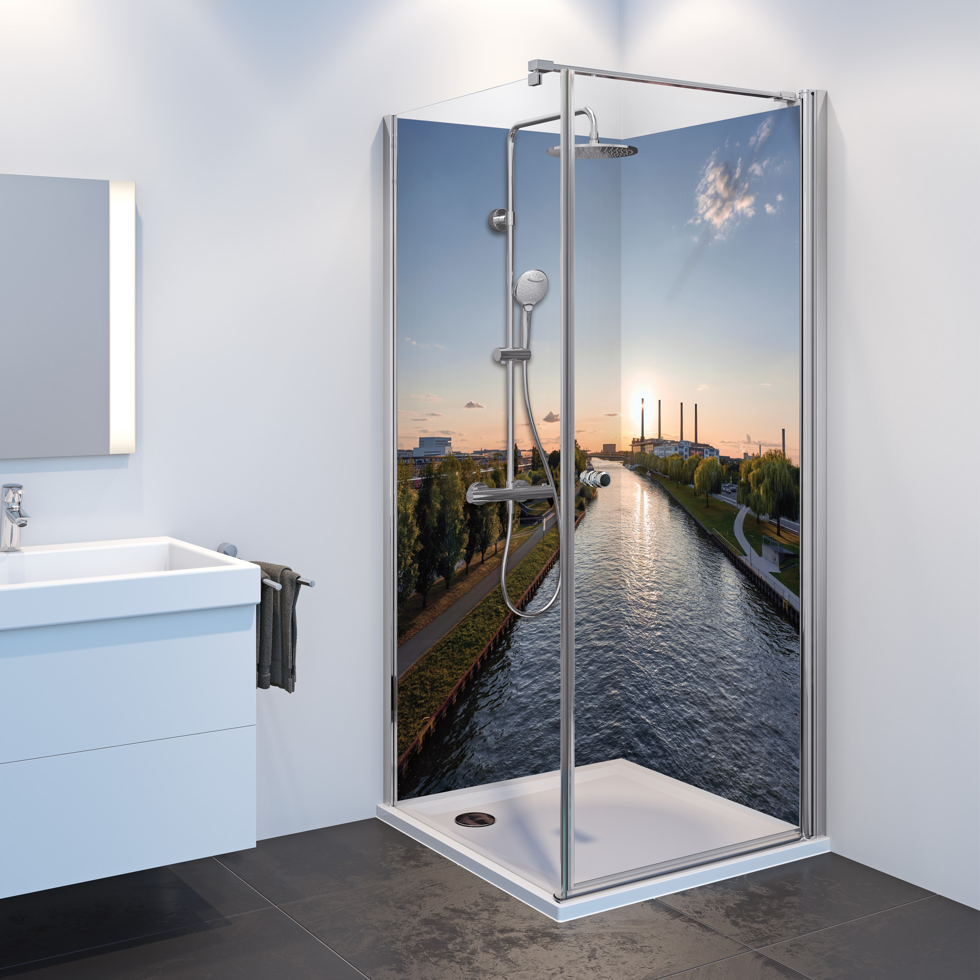 Duschrückwand Foto 2-seitig VW Werk