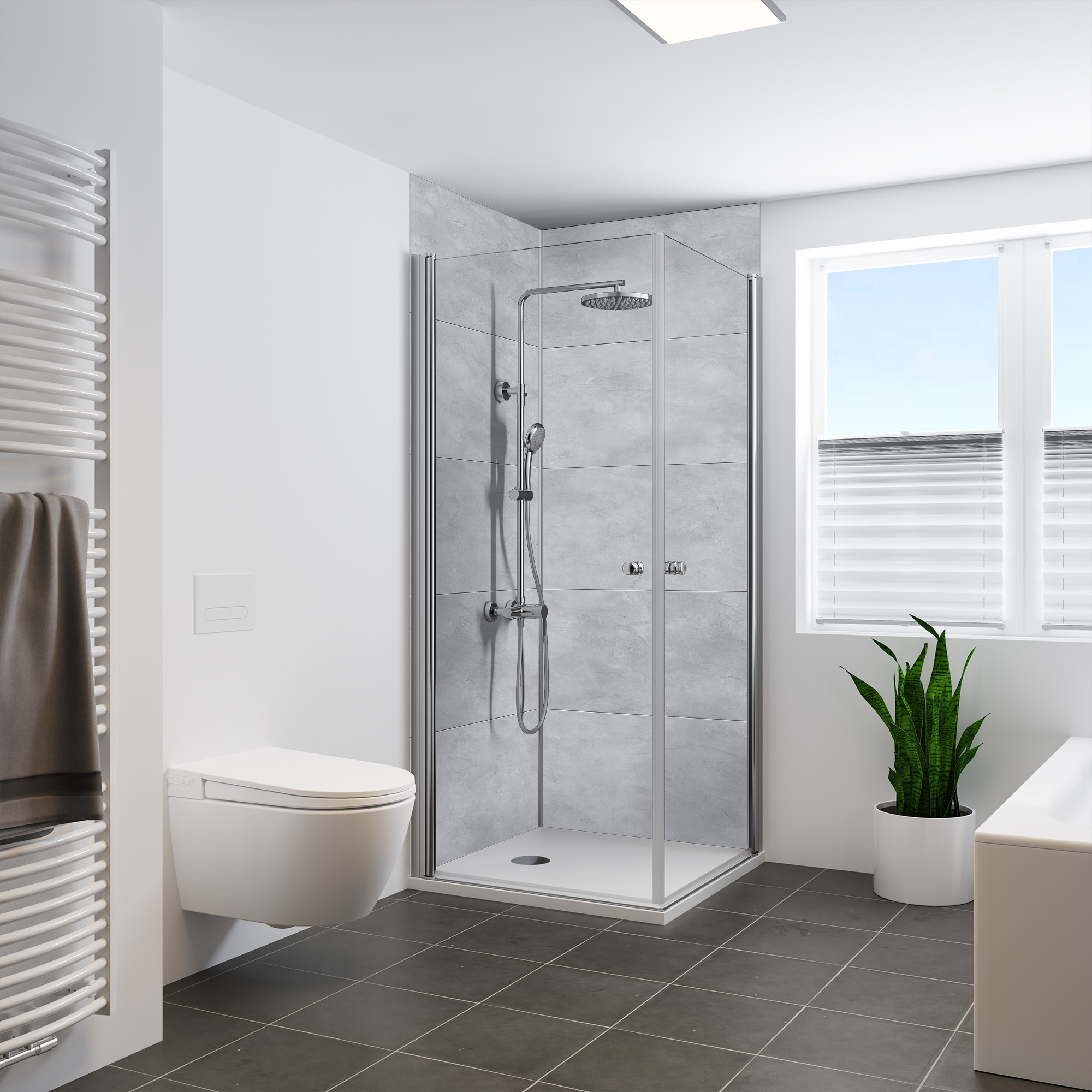 Rückwand, Große Fliese Grau