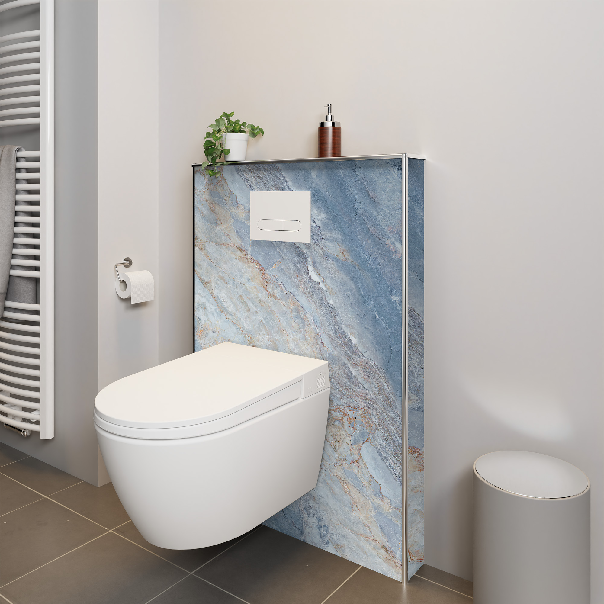 Duschrückwand Seidenmatt Marmor Blau Dusch-WC