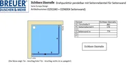 Sichtbare Glasmaße - Artikel 0291040 + 0296004
