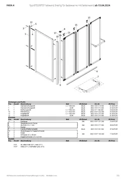 Badewannenfaltwand 3-tlg. 26.01.2026