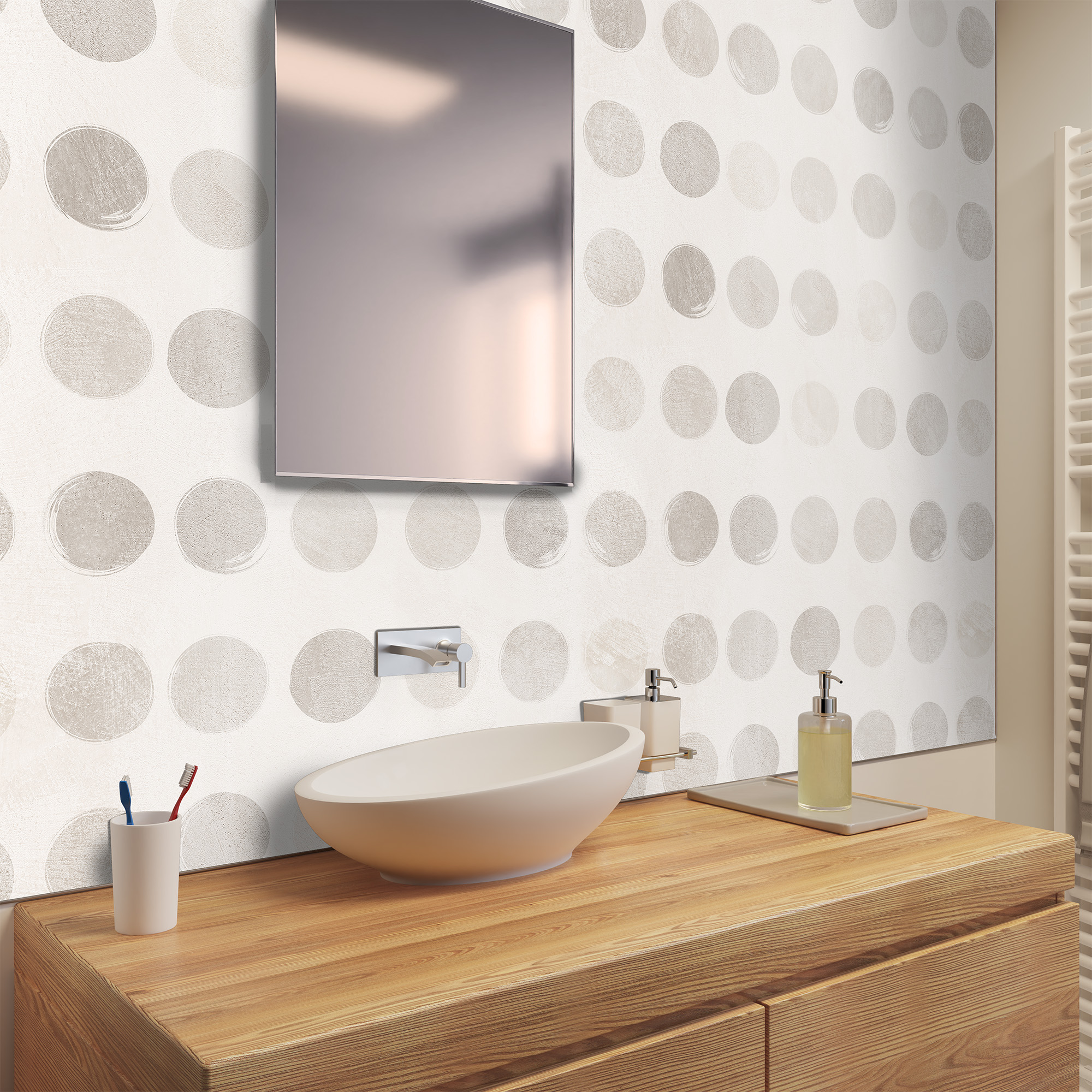 Duschrückwand Steinstruktur Putz Optik Crema Punto Waschtisch