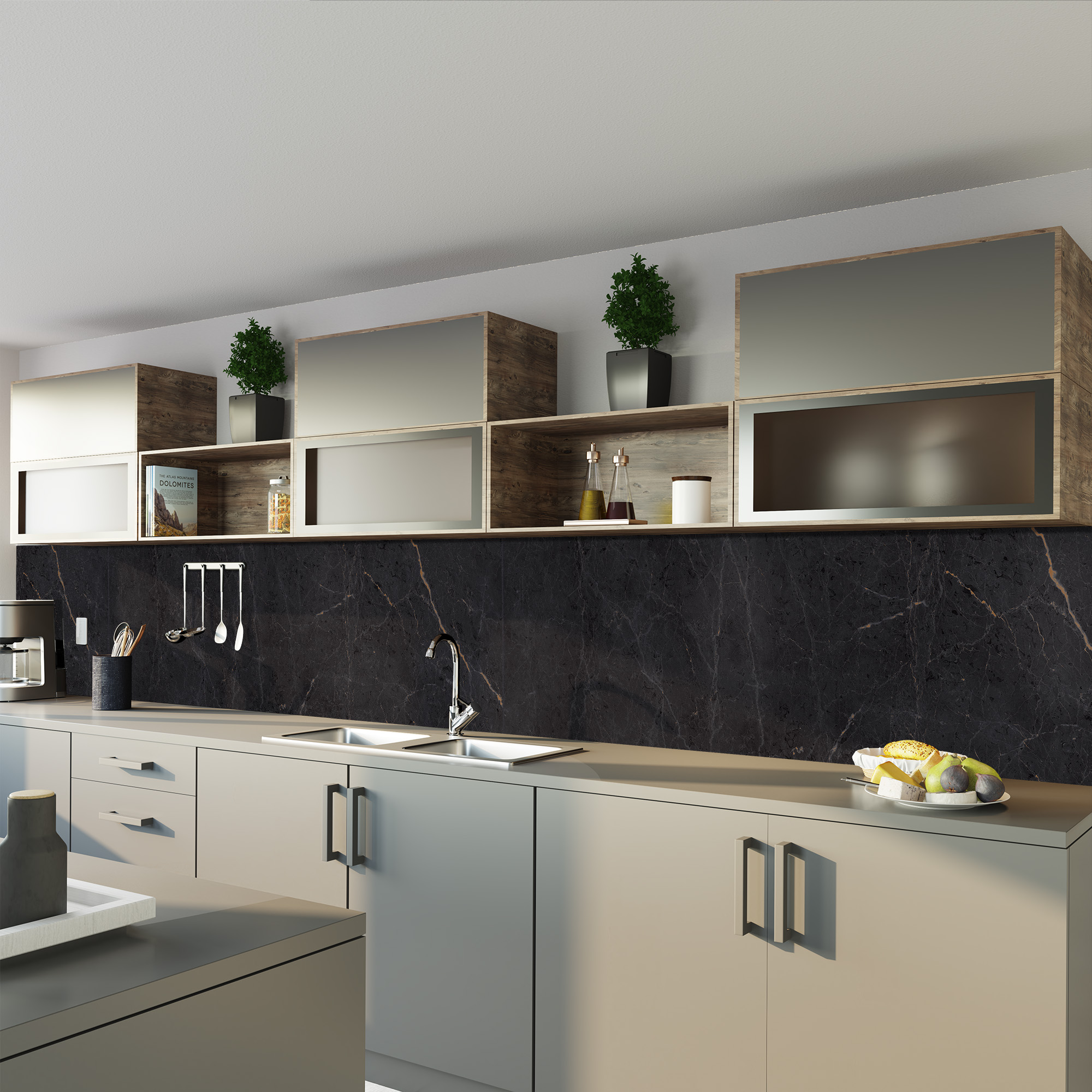 Seidenmatt Marmor Schwarz-Kupfer, Küche