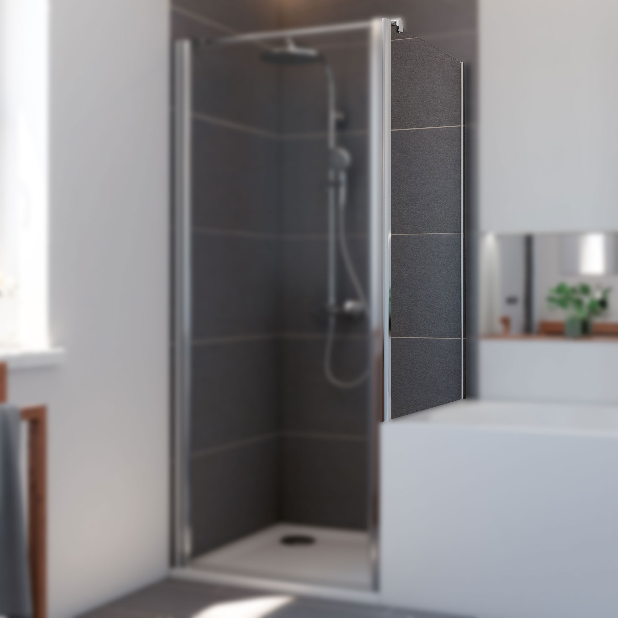 Elana 6: Badewannenseitenwand für Dreh- 6 Pendeltür, Fokus Bsw