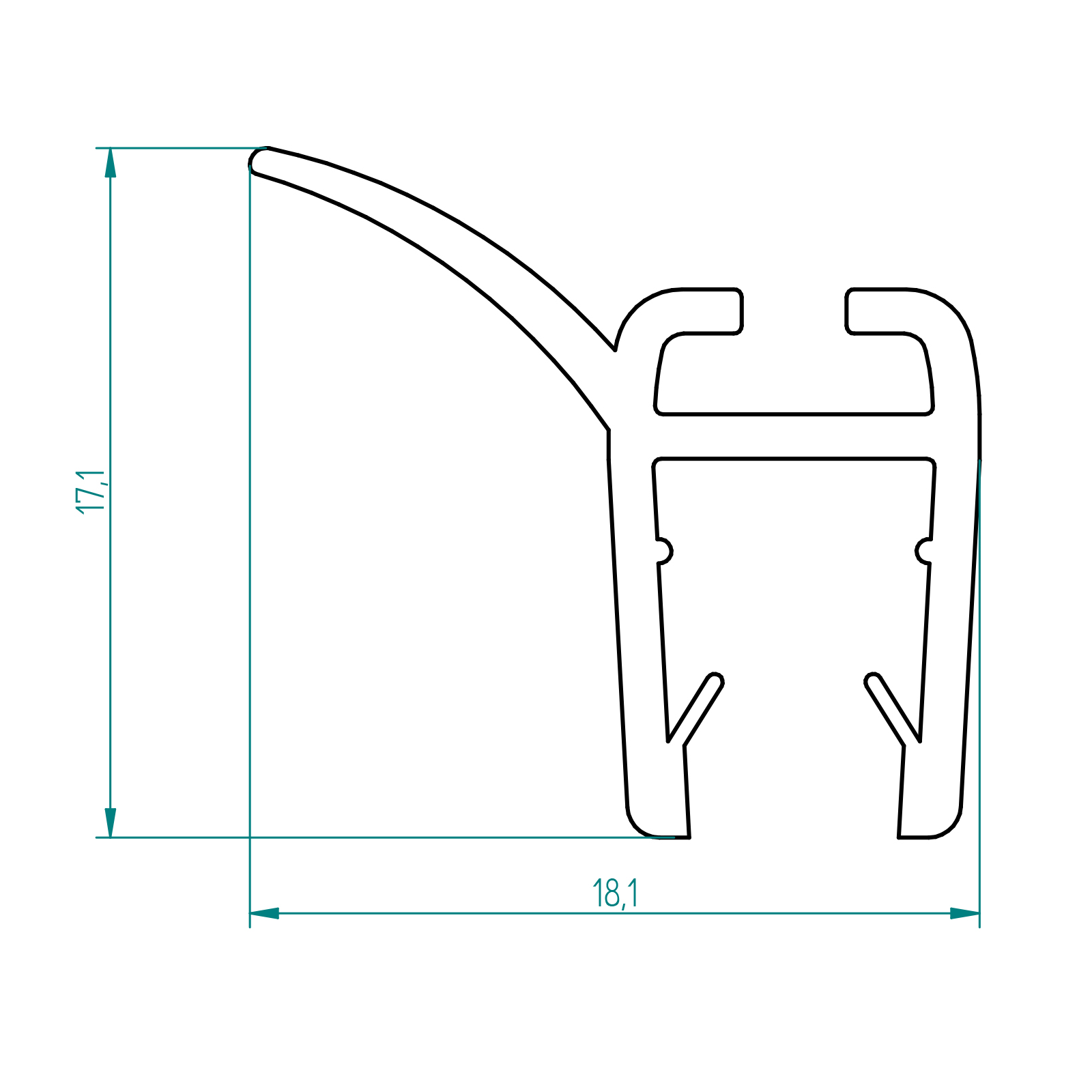 Wasserabweisdichtung, gerade, waagerecht, 1000 mm