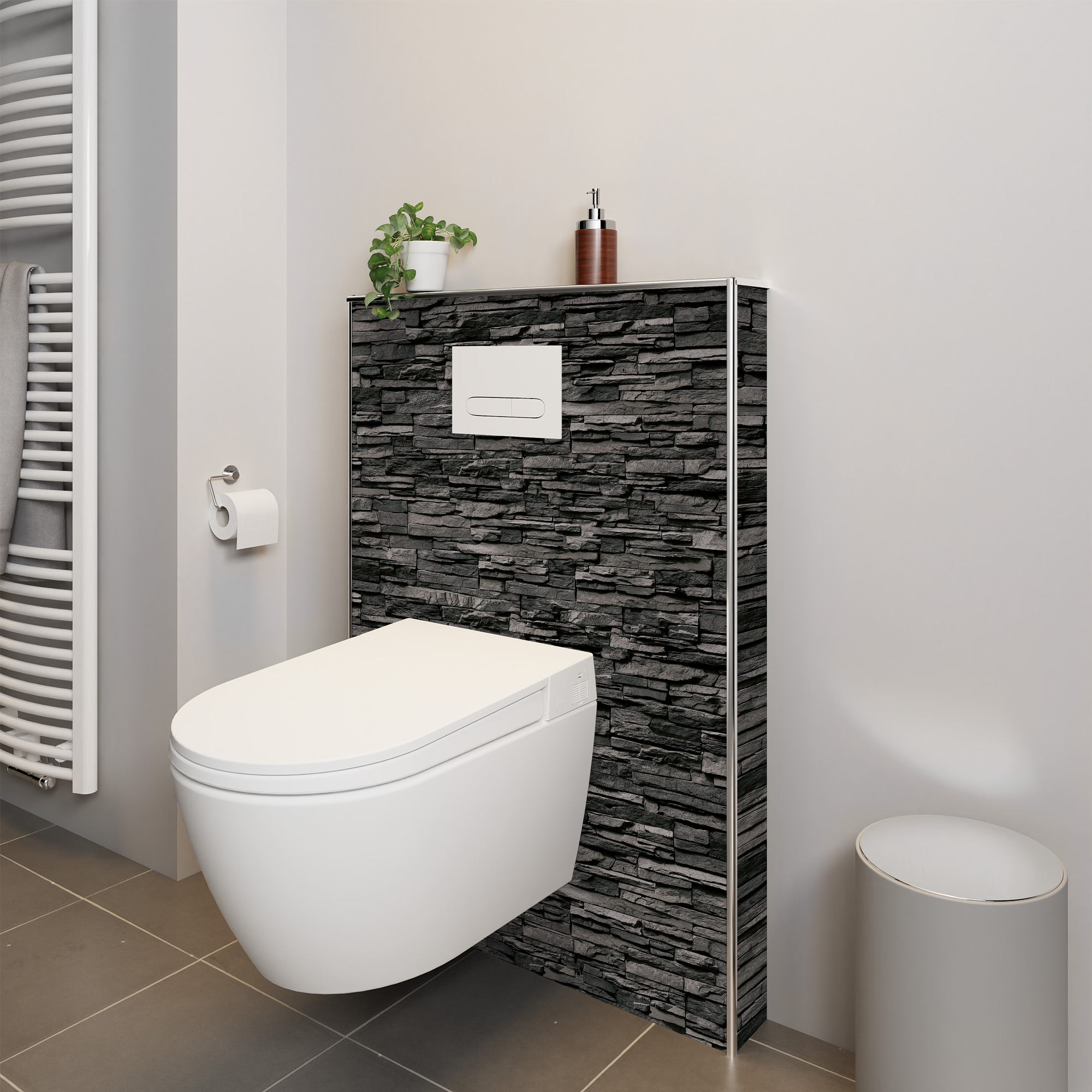 Rückwand, Mauer Optik dunkel