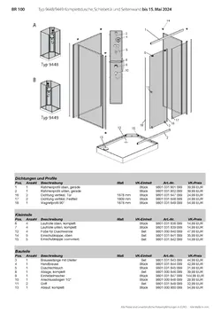 Komplettdusche Gleittür / Schiebetür 2-tlg. mit Seitenwand 01.07.2025