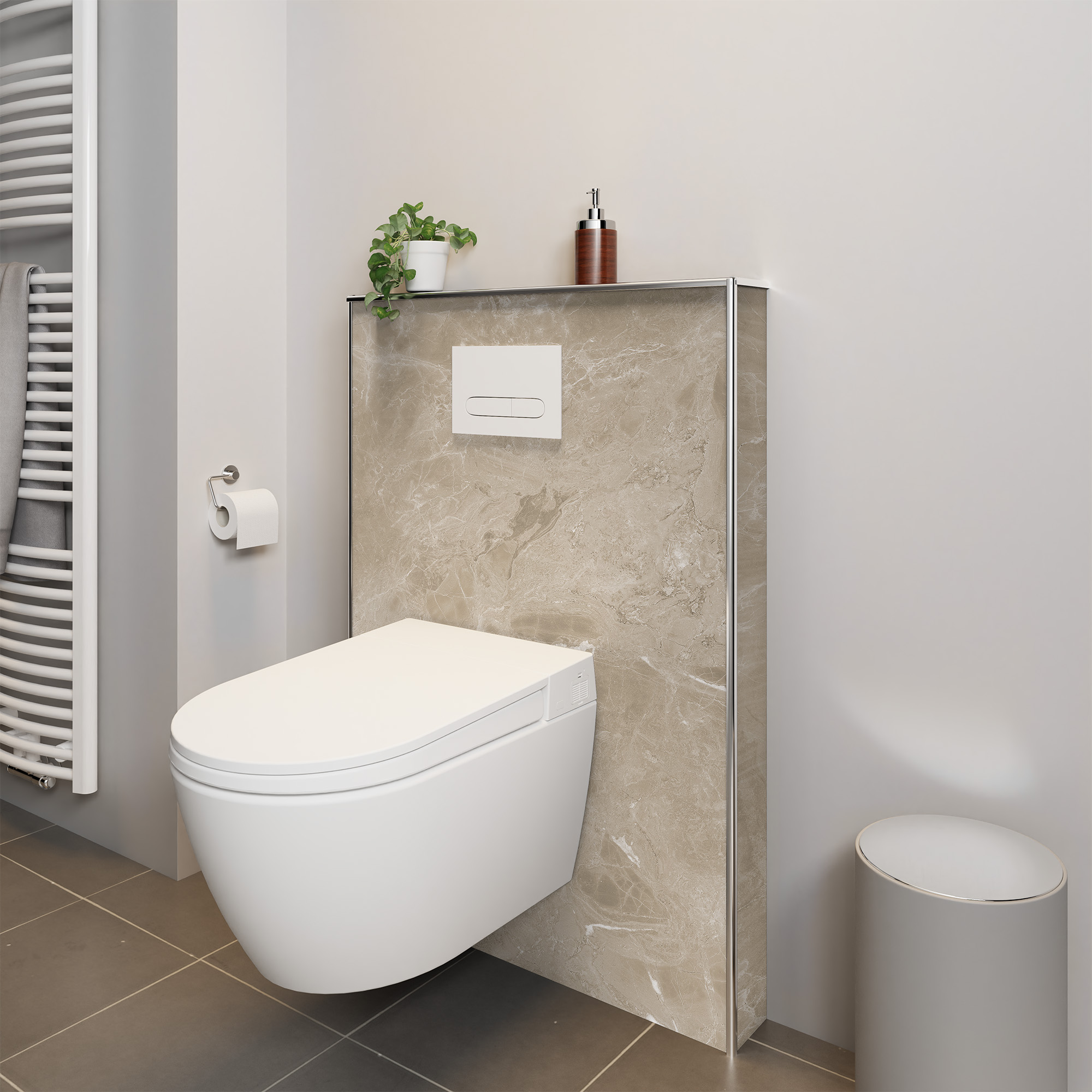 Duschrückwand Seidenmatt Marmor Sicilia Beige Dusch-WC