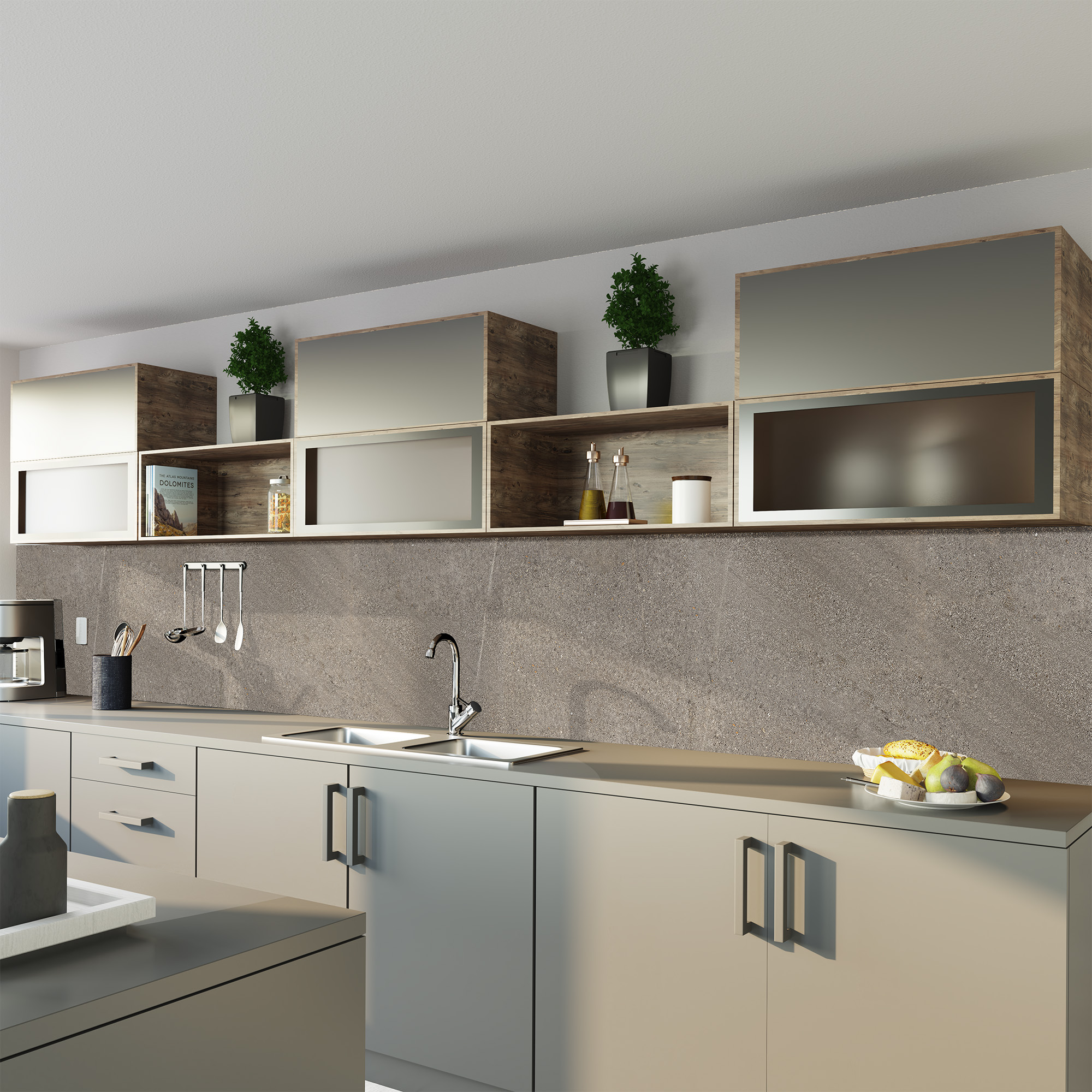 Duschrückwand Steinstruktur Naturstein Kaschmir Küche