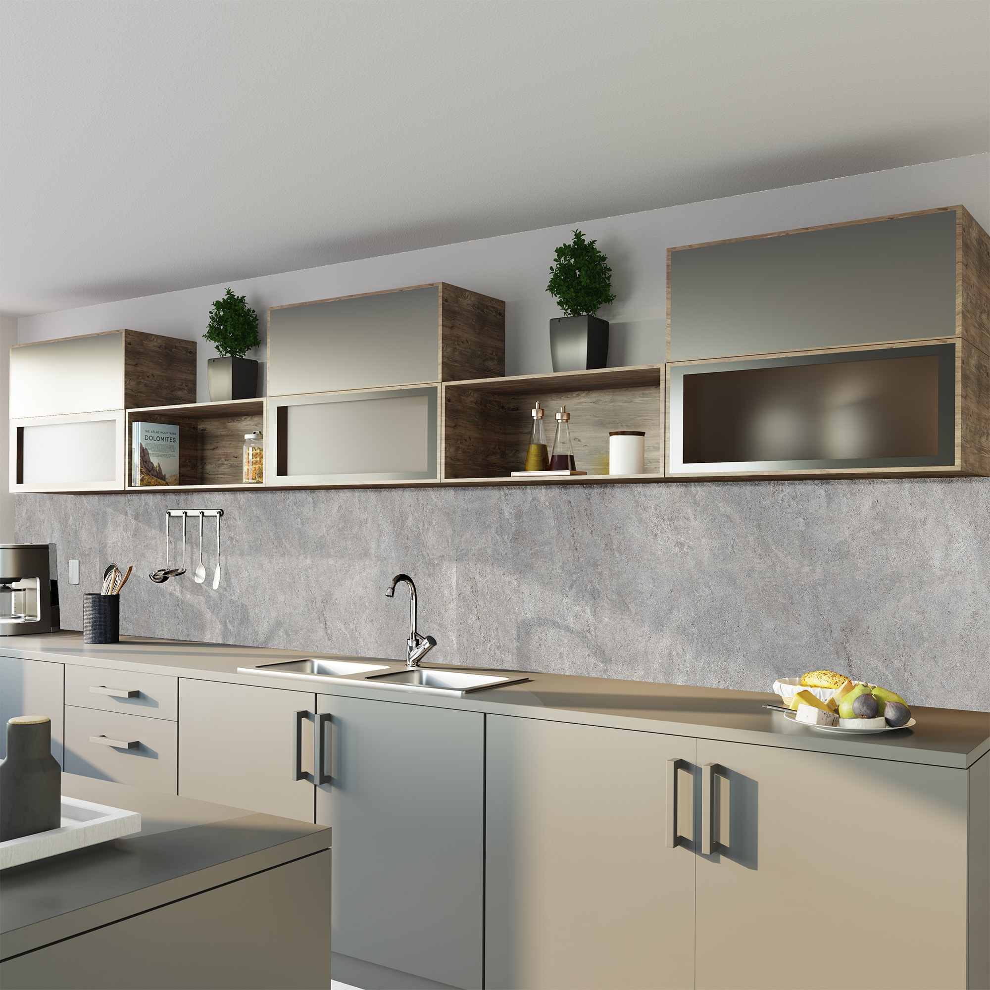 Duschrückwand Seidenmatt Naturstein silbergrau Küche