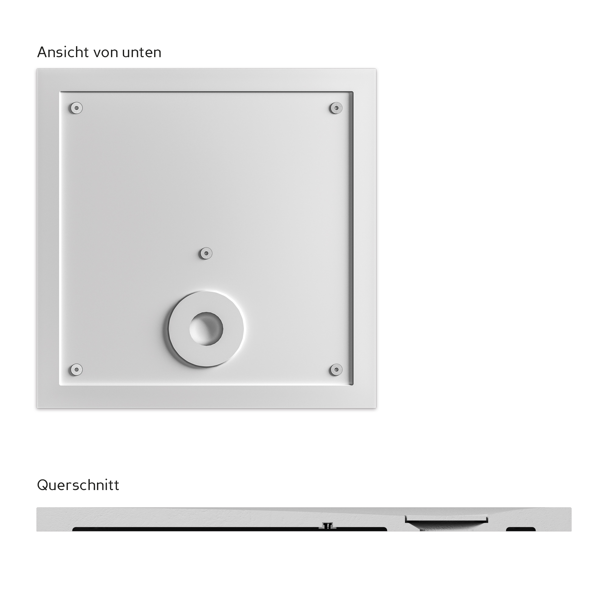 Modern Line Steinoptik Quadratduschwanne Weiss Querschnitt