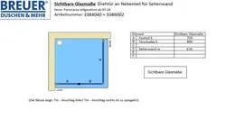 Sichtbare Glasmaße - Artikel 33840040 und 3386002
