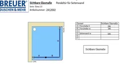 Sichtbare Glasmaße - Artikel 2412002 + 2422002 / 2513002