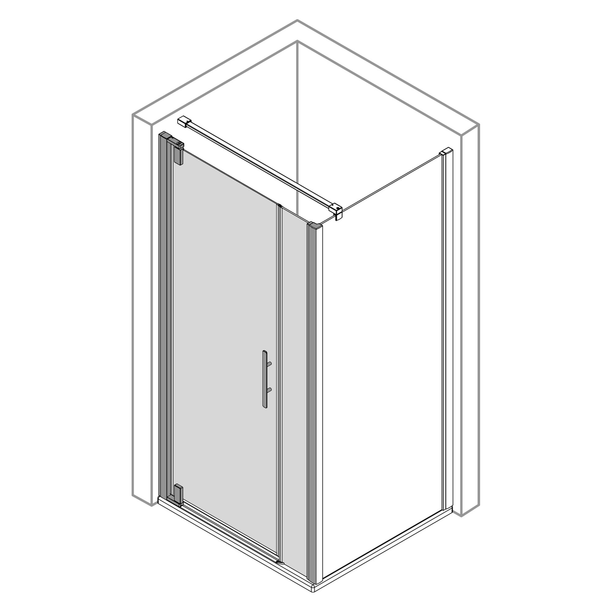 Europa Design Drehtür mit Nebenteil für Seitenwand, Anschlag links, Pictogramm