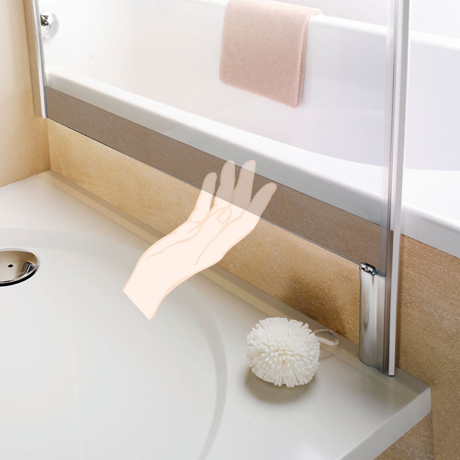 Europa Design Badewannenseitenwand rechts für Drehtür mit Nebenteil, Detail