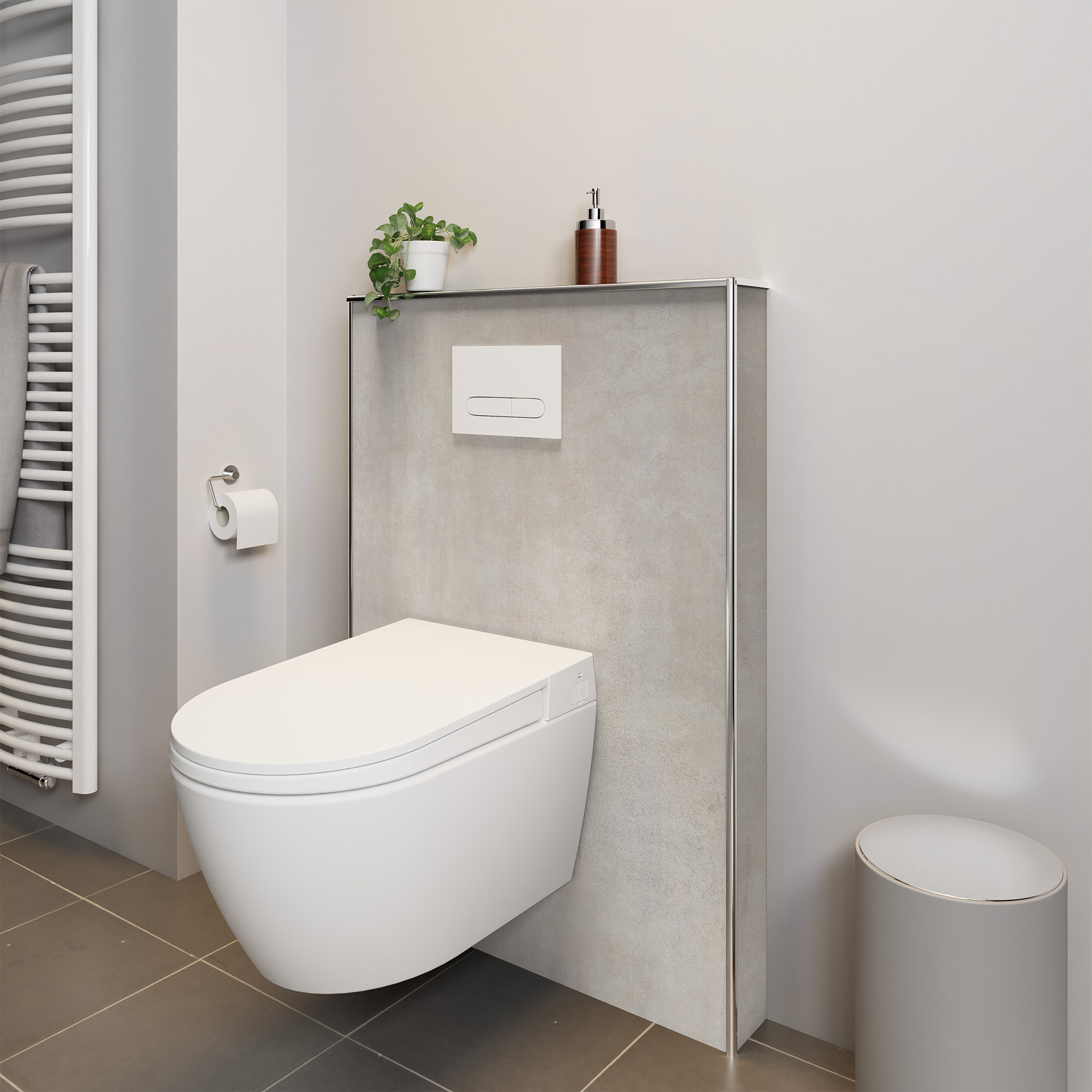 Duschrückwand Steinstruktur Marmor Optik Beige Dusch-WC