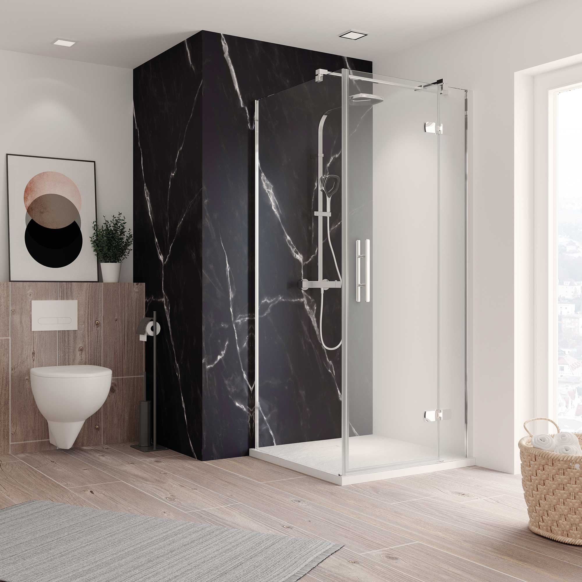 Seidenmatt Marmor schwarz, Millieu